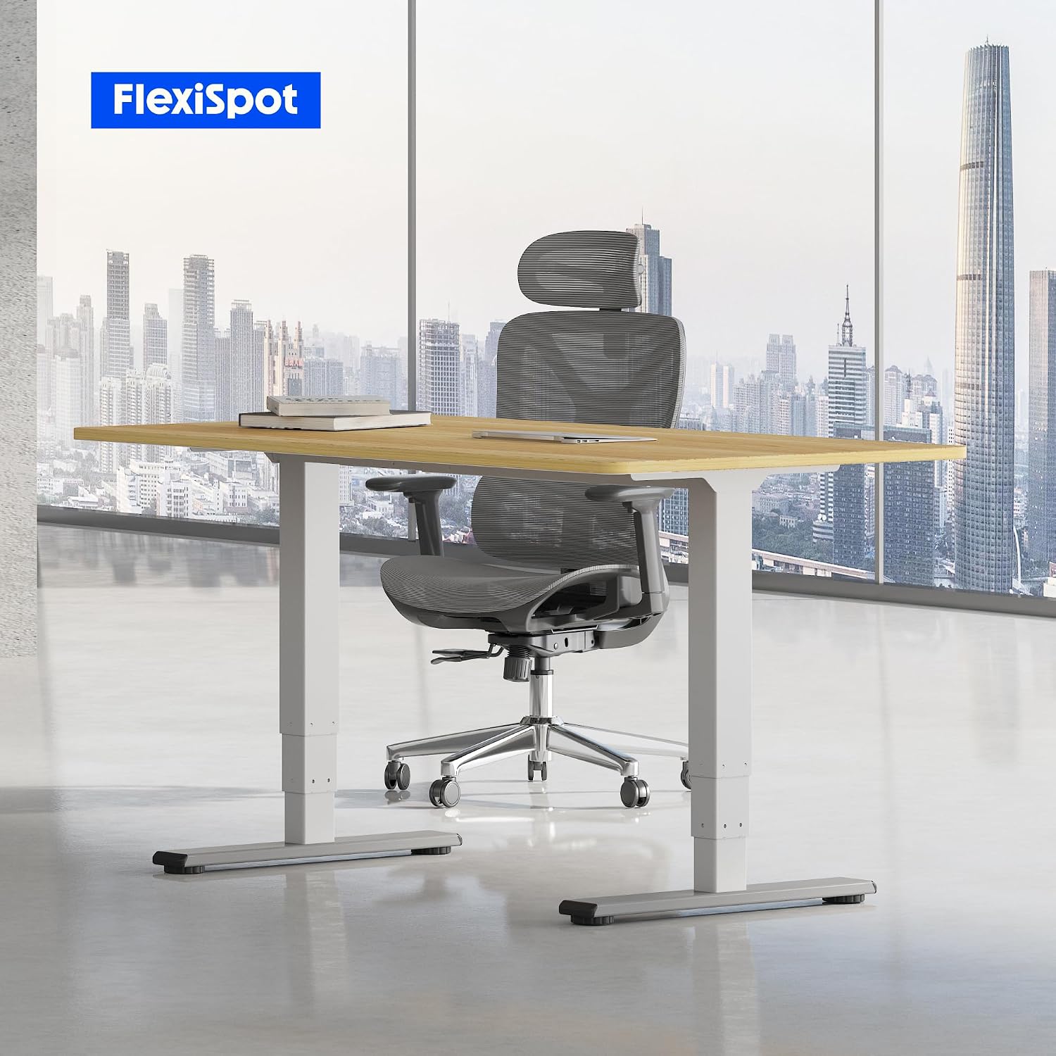 Detalle 2 de FLEXISPOT Scrivania elettrica regolabile in altezza 140×80 cm con doppio motore e gambe telescopiche