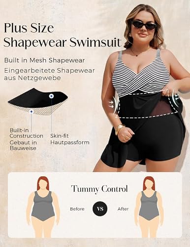Detalle 2 de Hanna Nikole Badeanzug Damen Große Größen Bauchweg Push Up