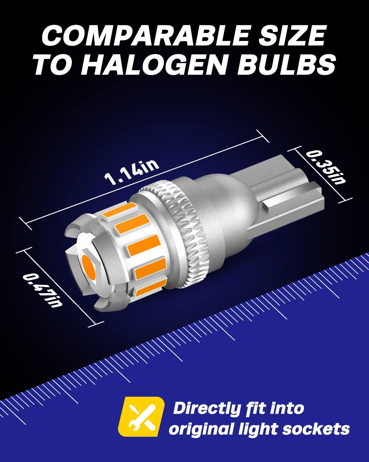 Thumbnail 6 de AUTOONE 194 T10 LED Bulbs, Amber Yellow, 360° Lighting, Pack of 2