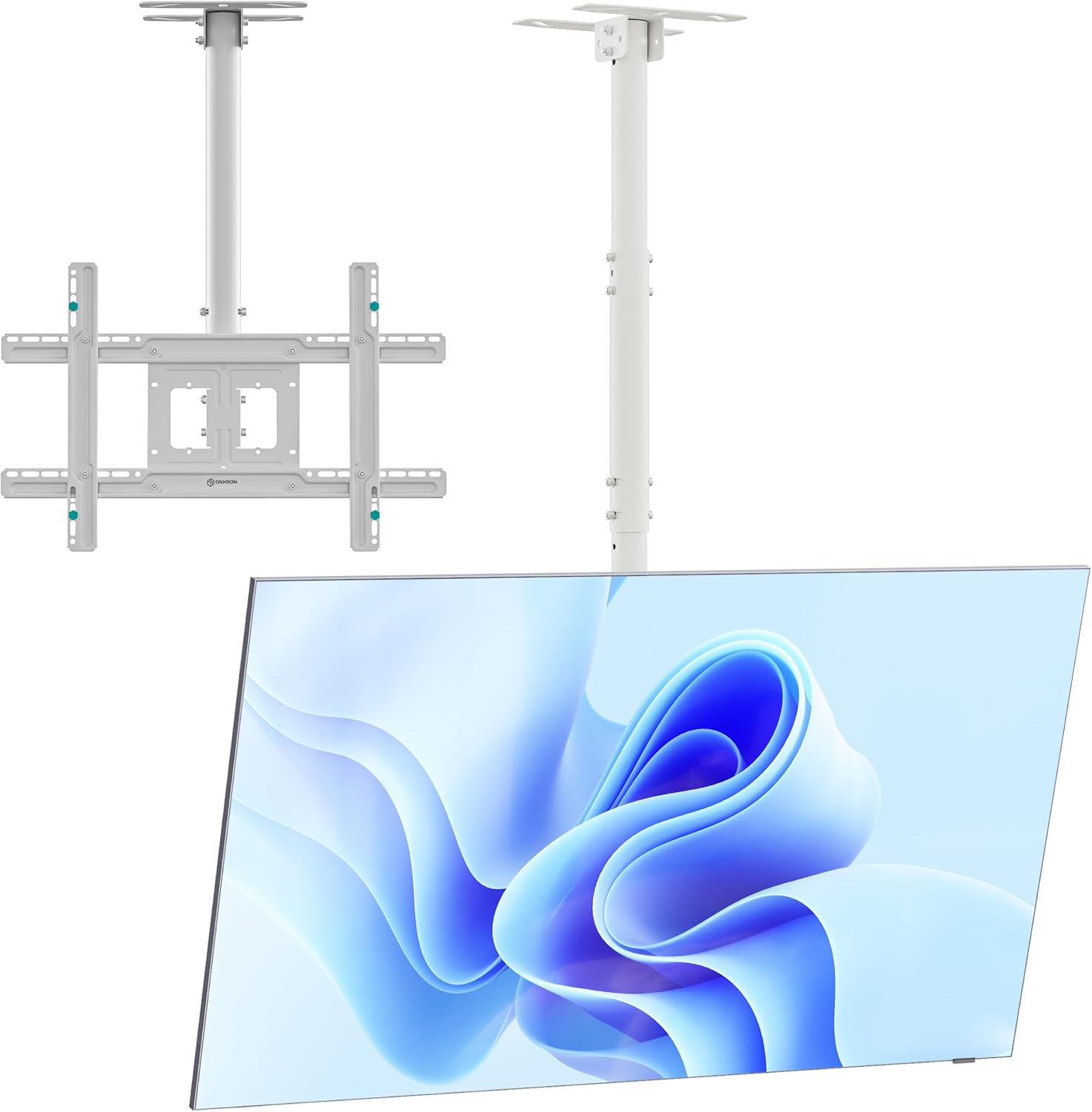 Detalle de ONKRON TV Deckenhalterung N1L-W: 32–80 Zoll, bis 68 kg, schwenkbar/neigbar, VESA 100x100–600x400, höhenverstellbar