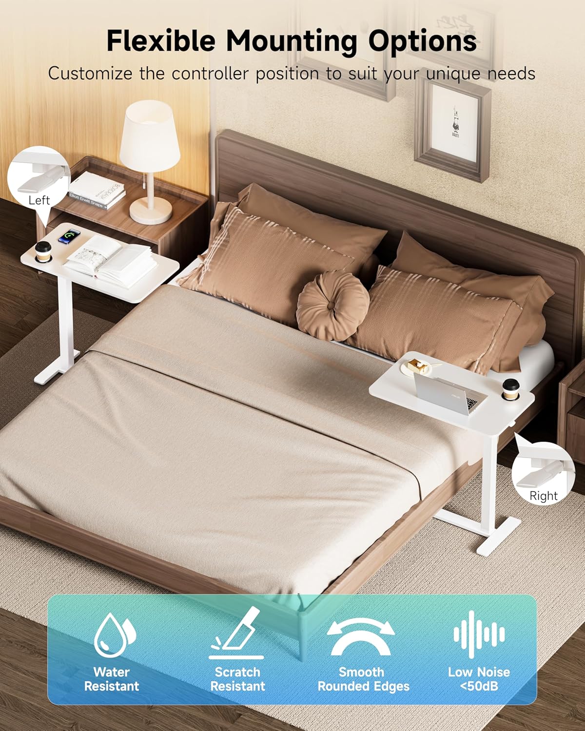 Thumbnail 4 de BIZUM DM5050W2716WO Adjustable Overbed Table, 70cm x 40cm, Pneumatic Lift