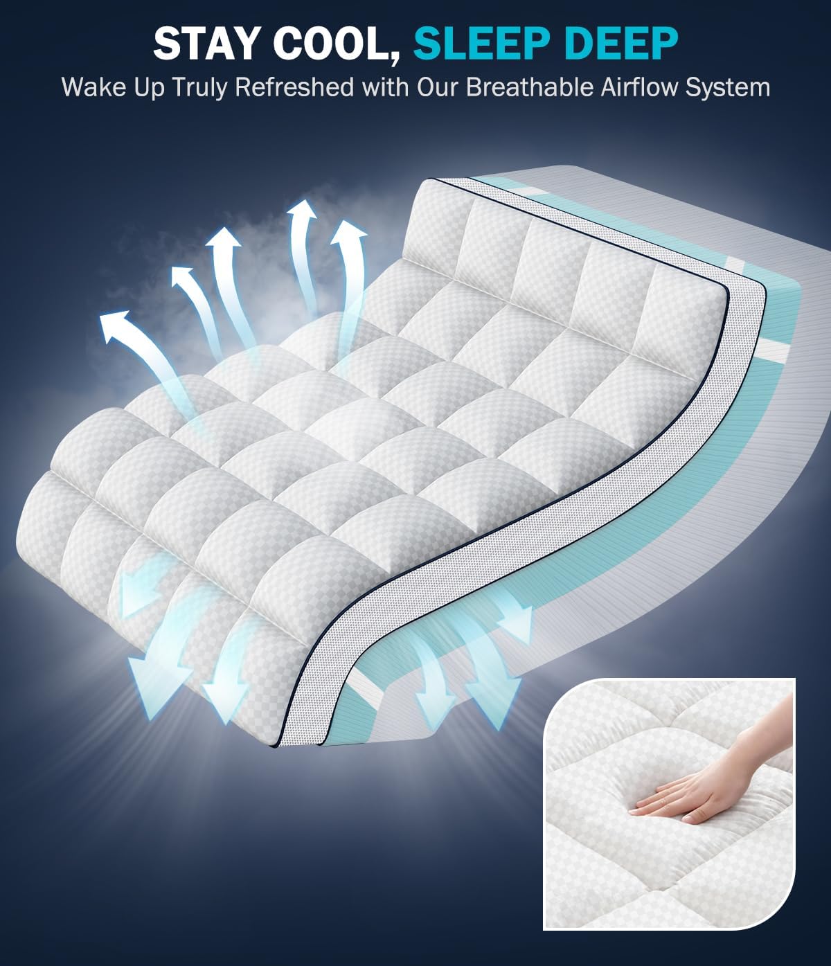 Thumbnail 4 de Panyu Dual Layer 4 Inch Memory Foam Mattress Topper (King) — Cooling Gel & Pillow Top, Medium Support