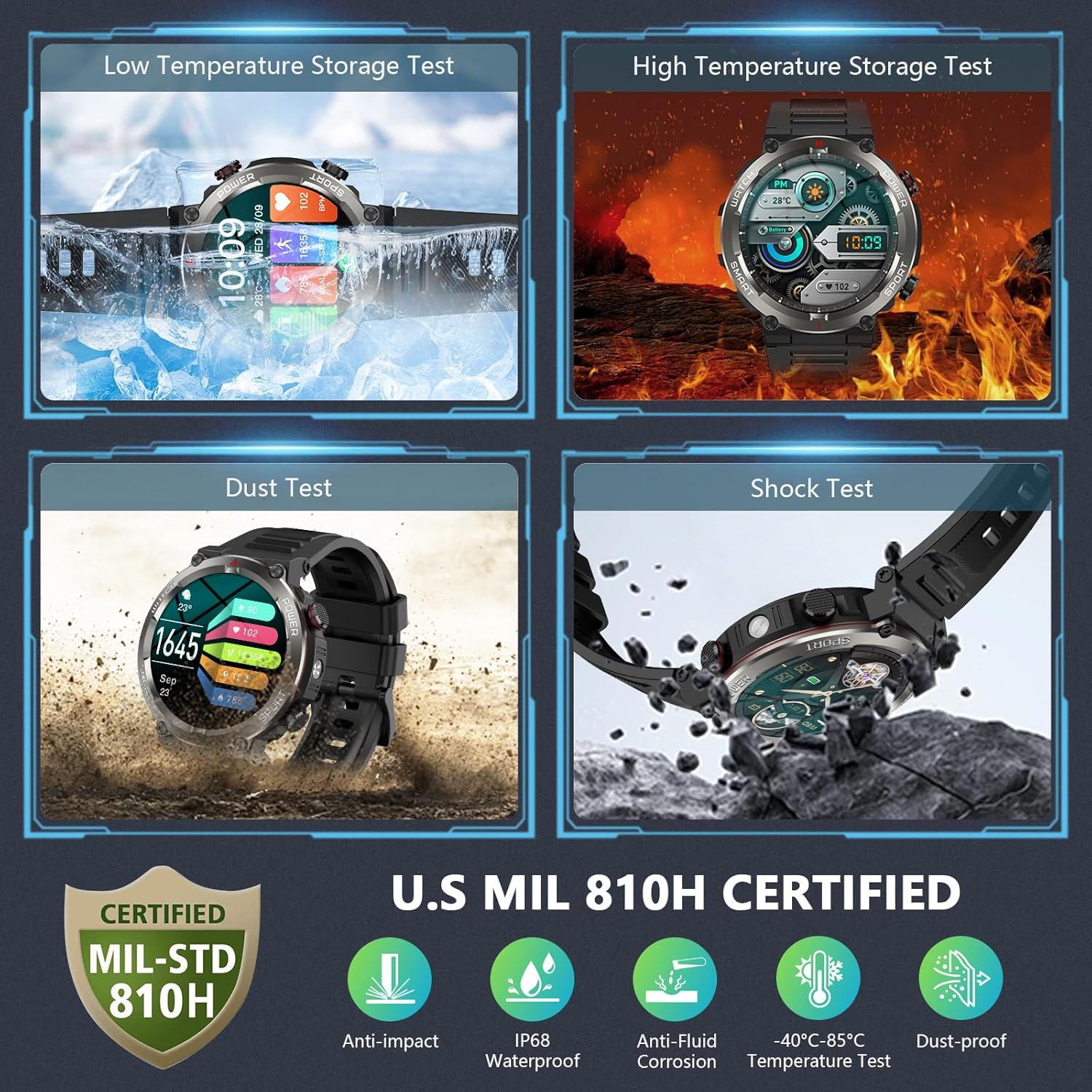 Thumbnail 4 de Baolubao Fitness Smart Watch for Men with Call Answering, 100 Days Battery & Outdoor Tools