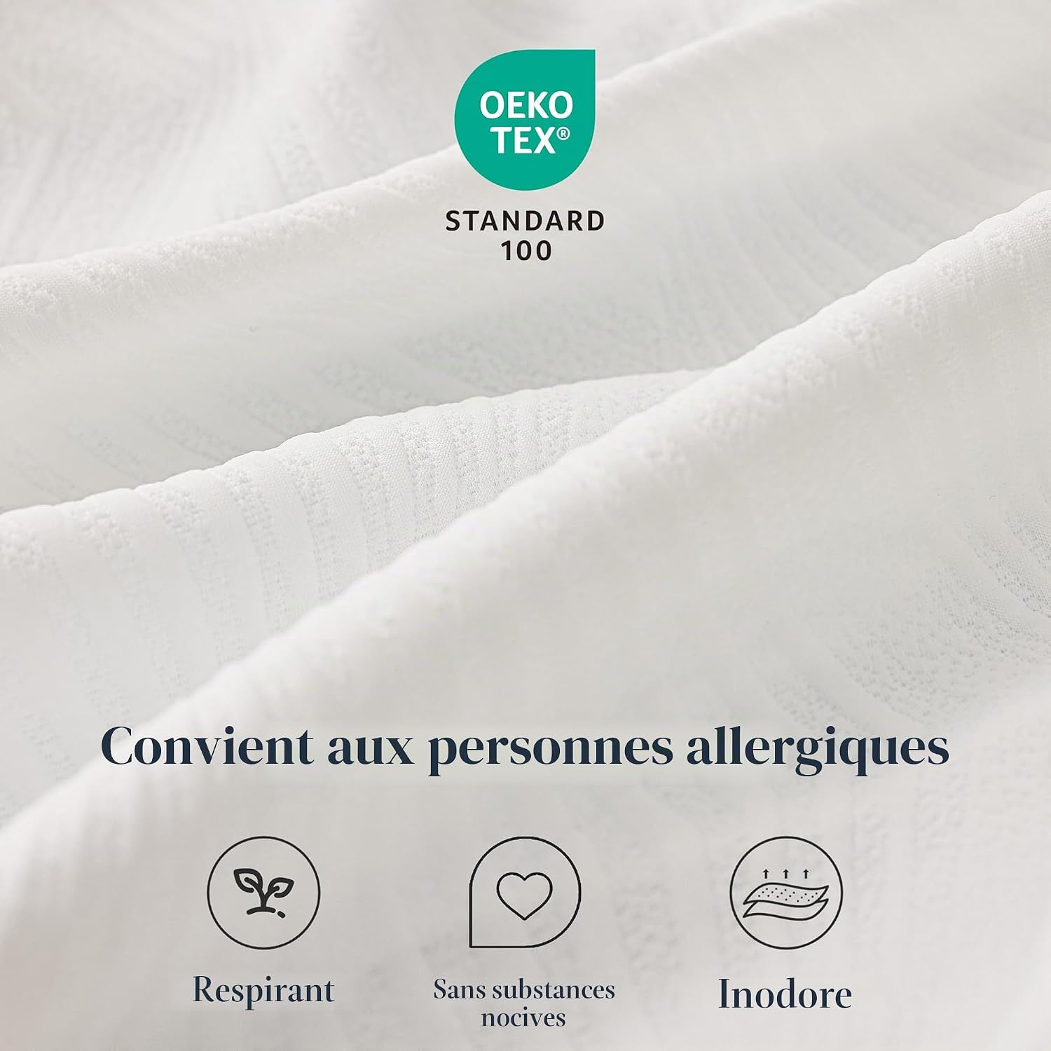 Detalle 2 de Solviente Surmatelas 90x200 cm – Mousse à mémoire + mousse froide, certifié Oeko-TEX®
