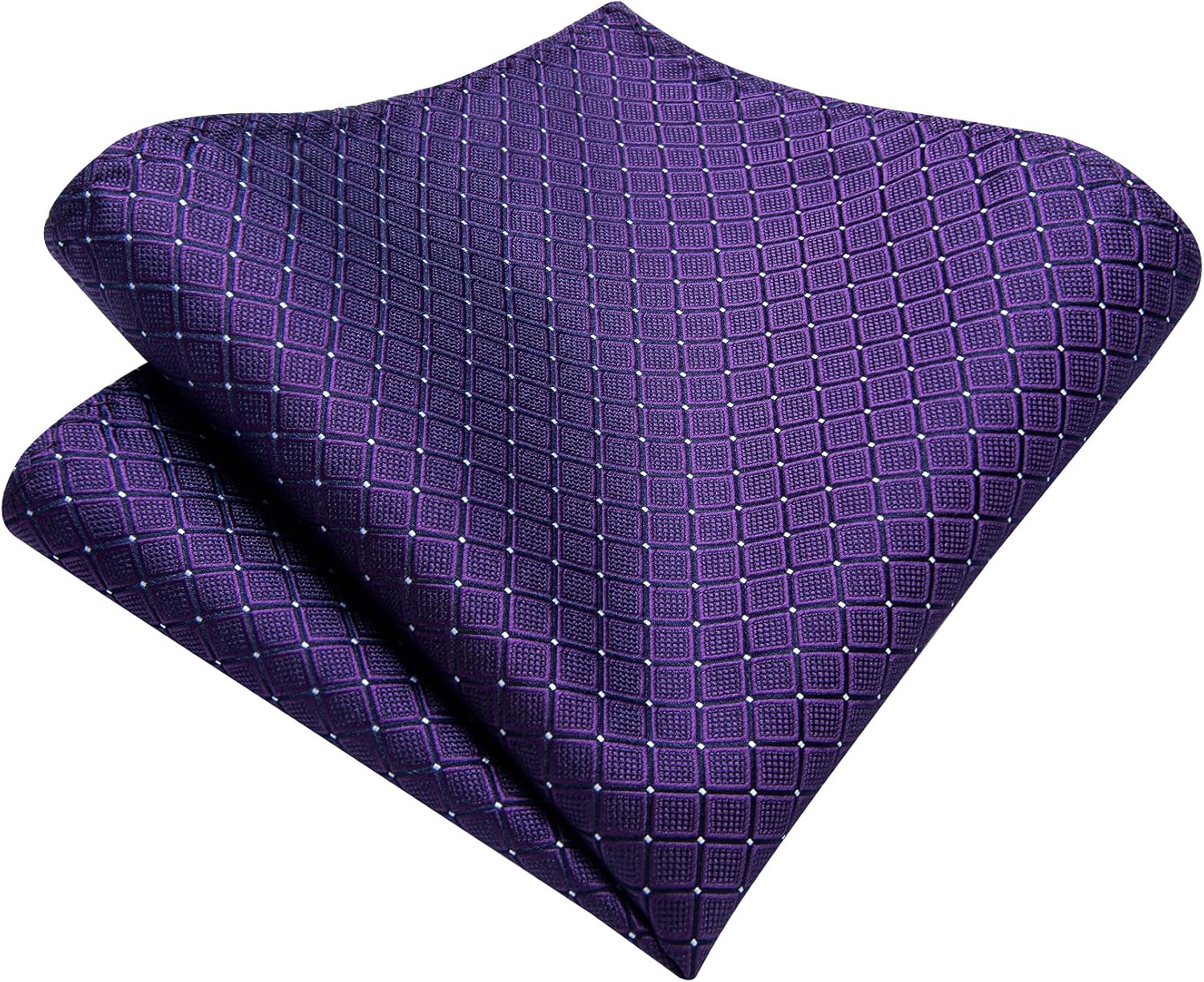 Detalle de Ailisus Men’s ties and pocket square set (plaid silk look) with cufflinks, lapel pin and tie clip – 5-piece formal accessory set