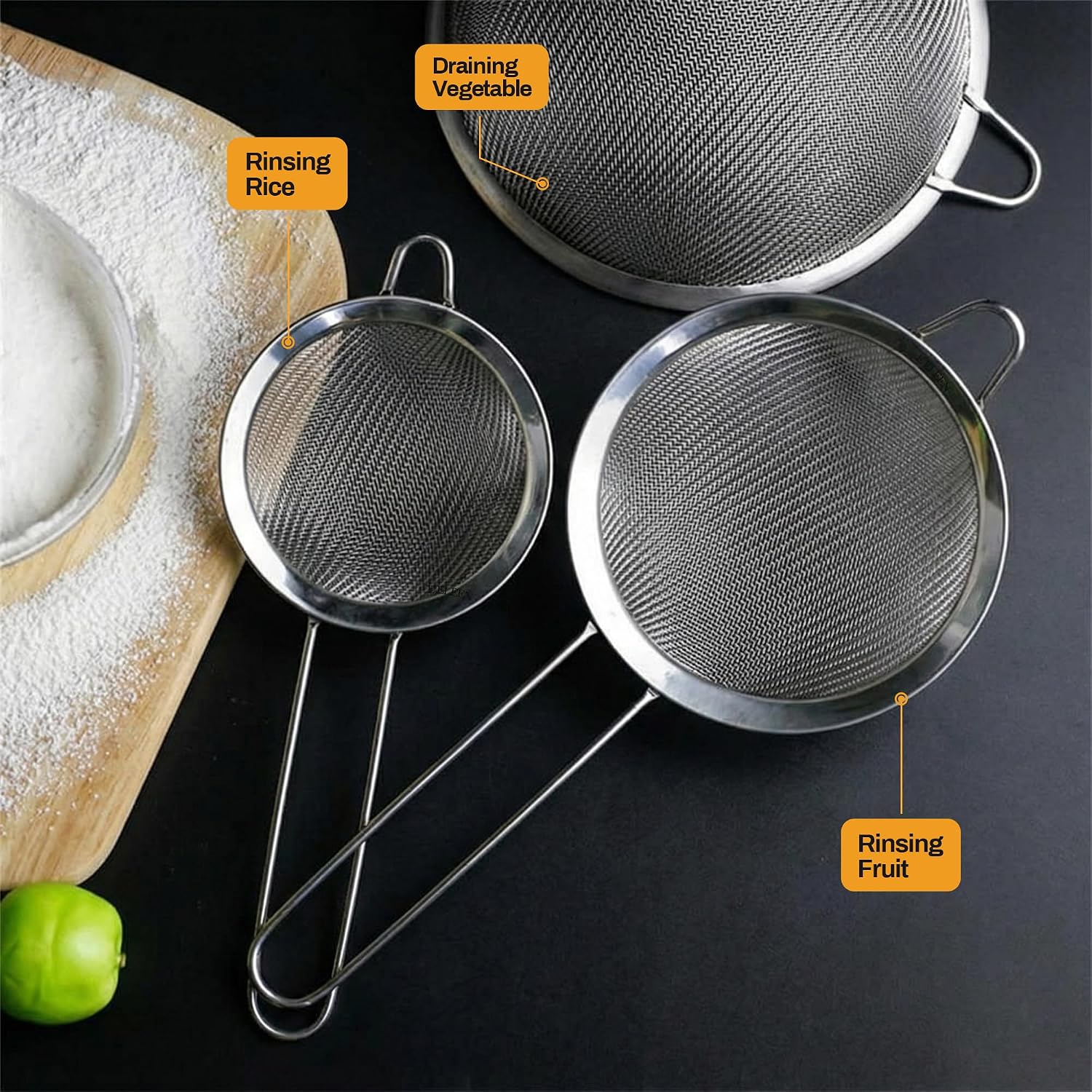 Thumbnail 2 de ELEEN Premium Stainless Steel Strainers 3-Piece Set