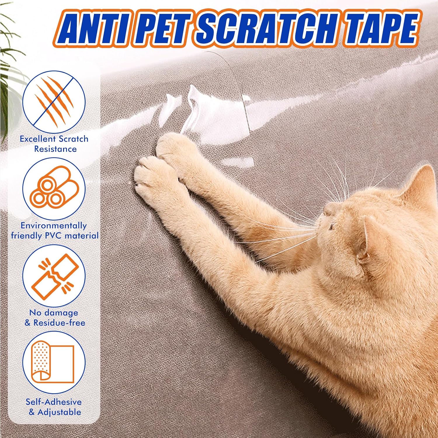 Detalle 2 de Wansiven Kratzfolie Katzen Selbstklebend – transparent 20 cm x 3 m