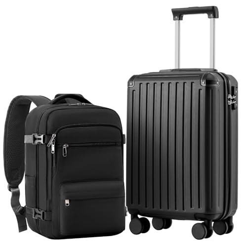 Detalle de COOLIFE set de maleta de cabina y mochila de negocios (55 x 40 x 20 cm) con cerradura TSA y 4 ruedas gemelas