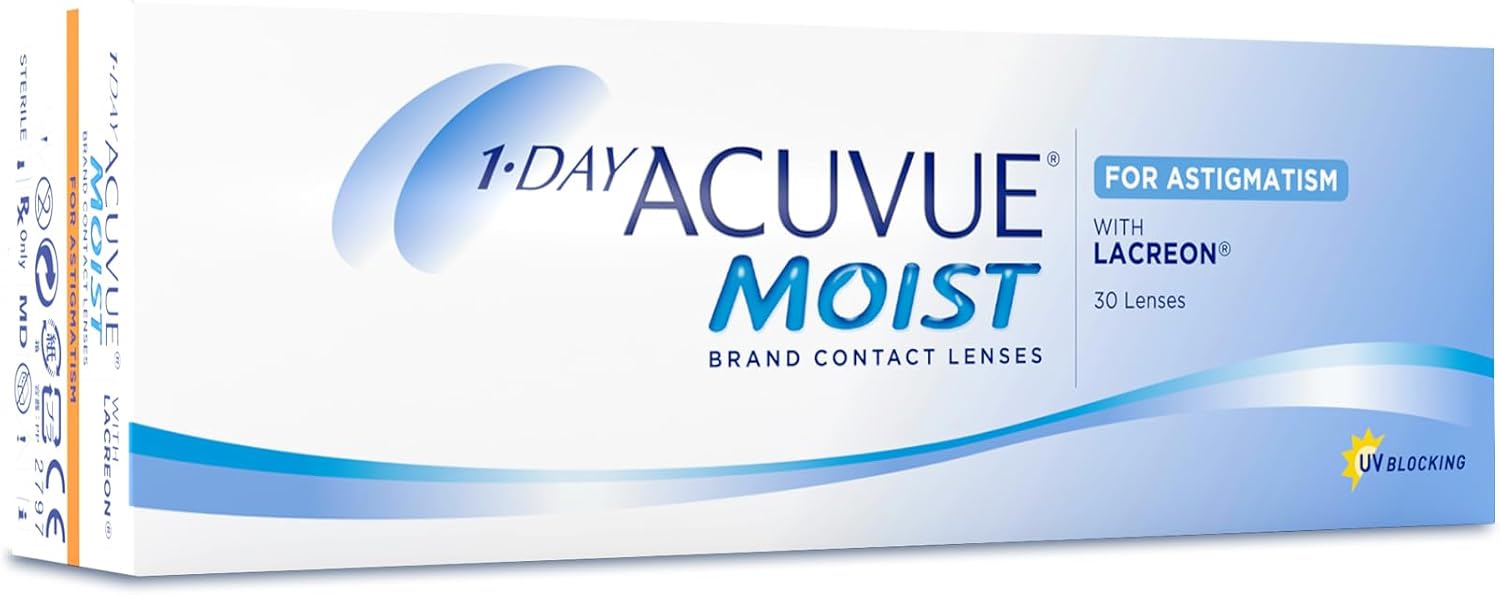 Thumbnail 1 de ACUVUE MOIST 1-DAY for Astigmatism Tageslinsen mit -3.00 dpt, Cyl -1.25, Ach 90 & BC 8.5 (30 Linsen)