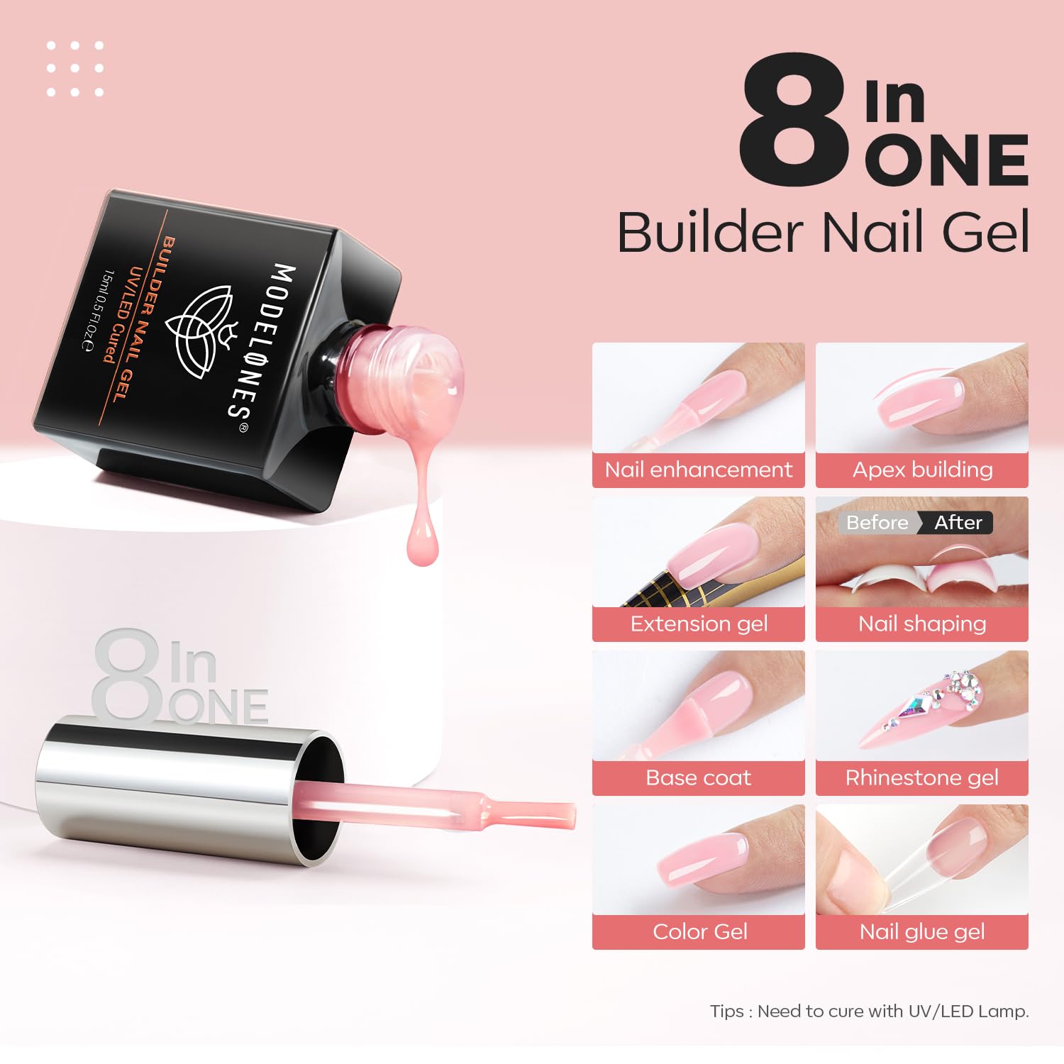 Thumbnail 1 de Modelones Aufbaugel Nägel Rosa Nude Builder – 15 ml