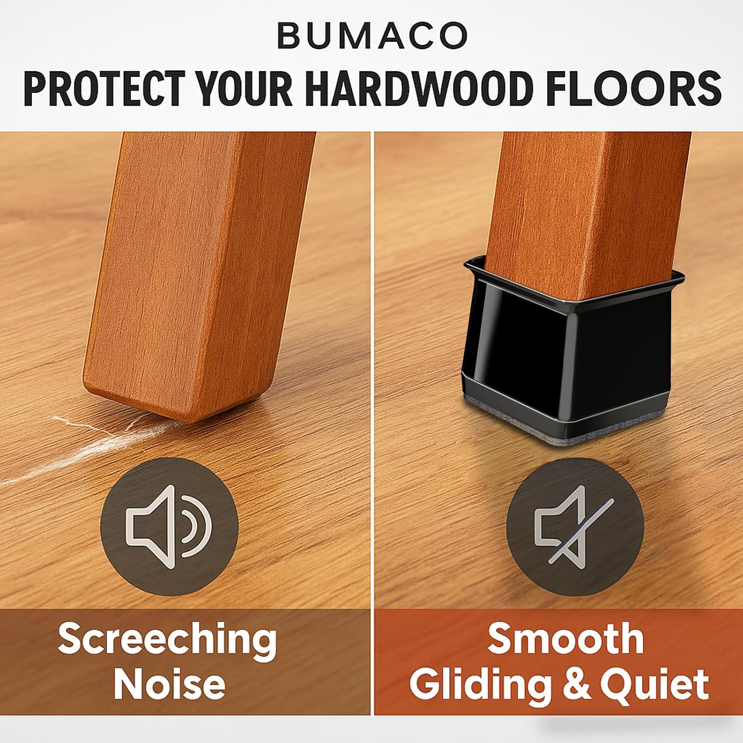 Detalle de BUMACO Chair Leg Floor Protectors, L Size