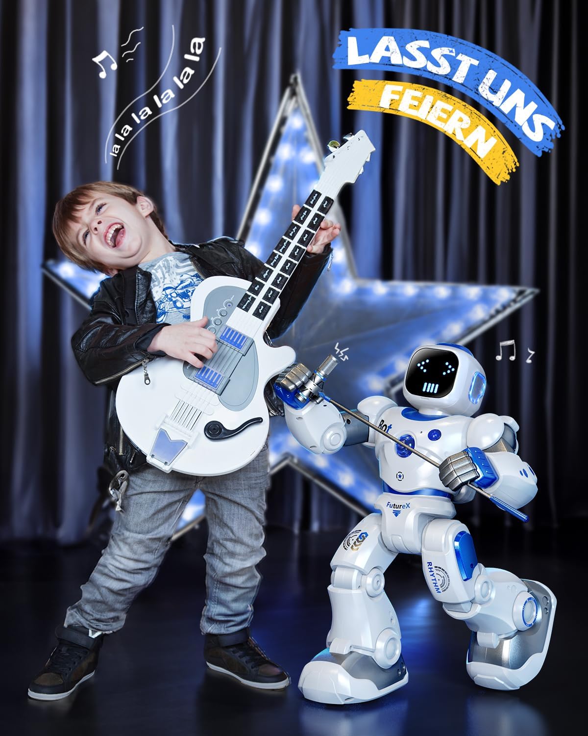 Thumbnail 5 de Ruko 1088 Intelligenter Roboter – interaktiver Lernroboter mit App-Steuerung (groß, blau) für Kinder 4–9 Jahre