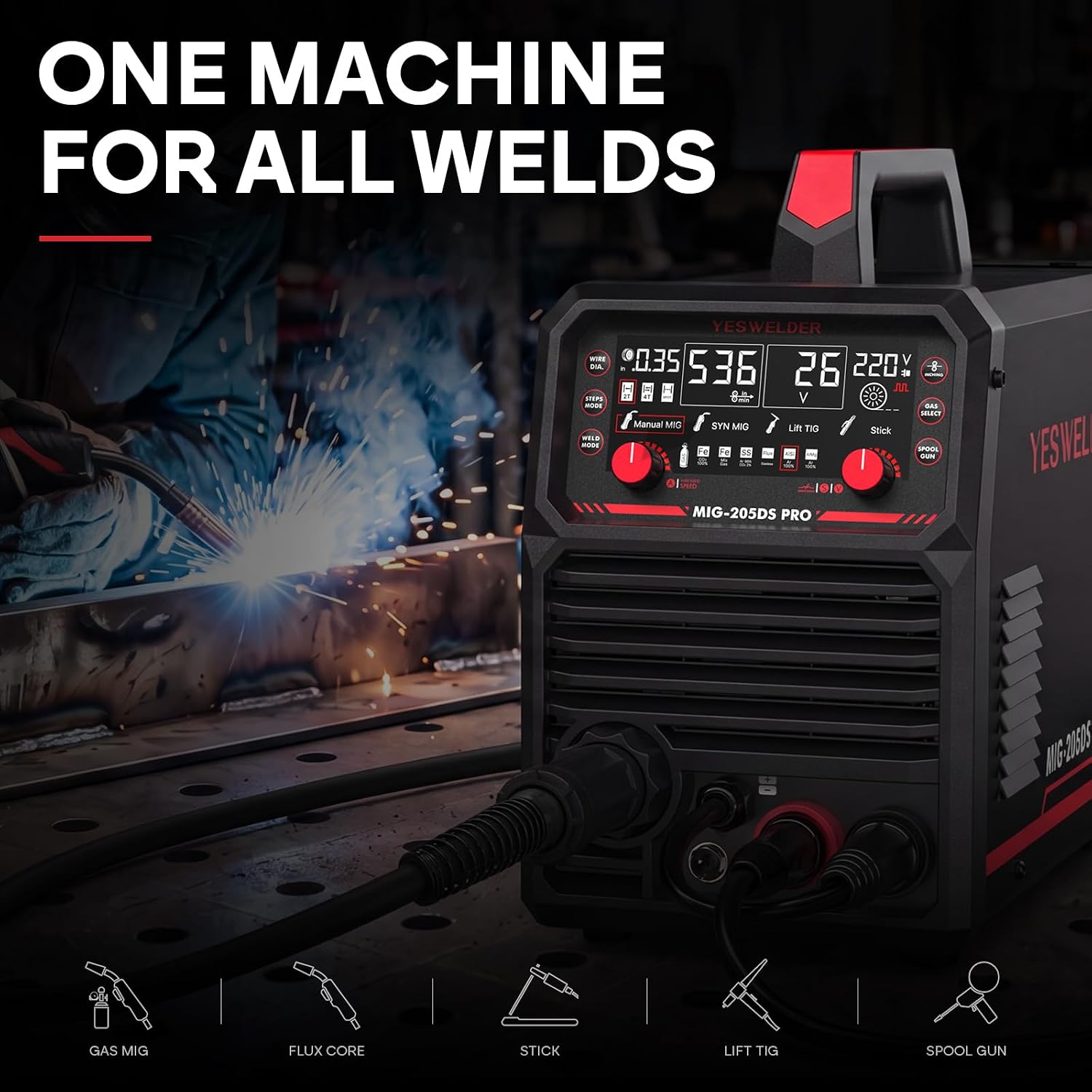 Thumbnail 5 de YESWELDER MIG-205DS PRO 200A MIG Welder