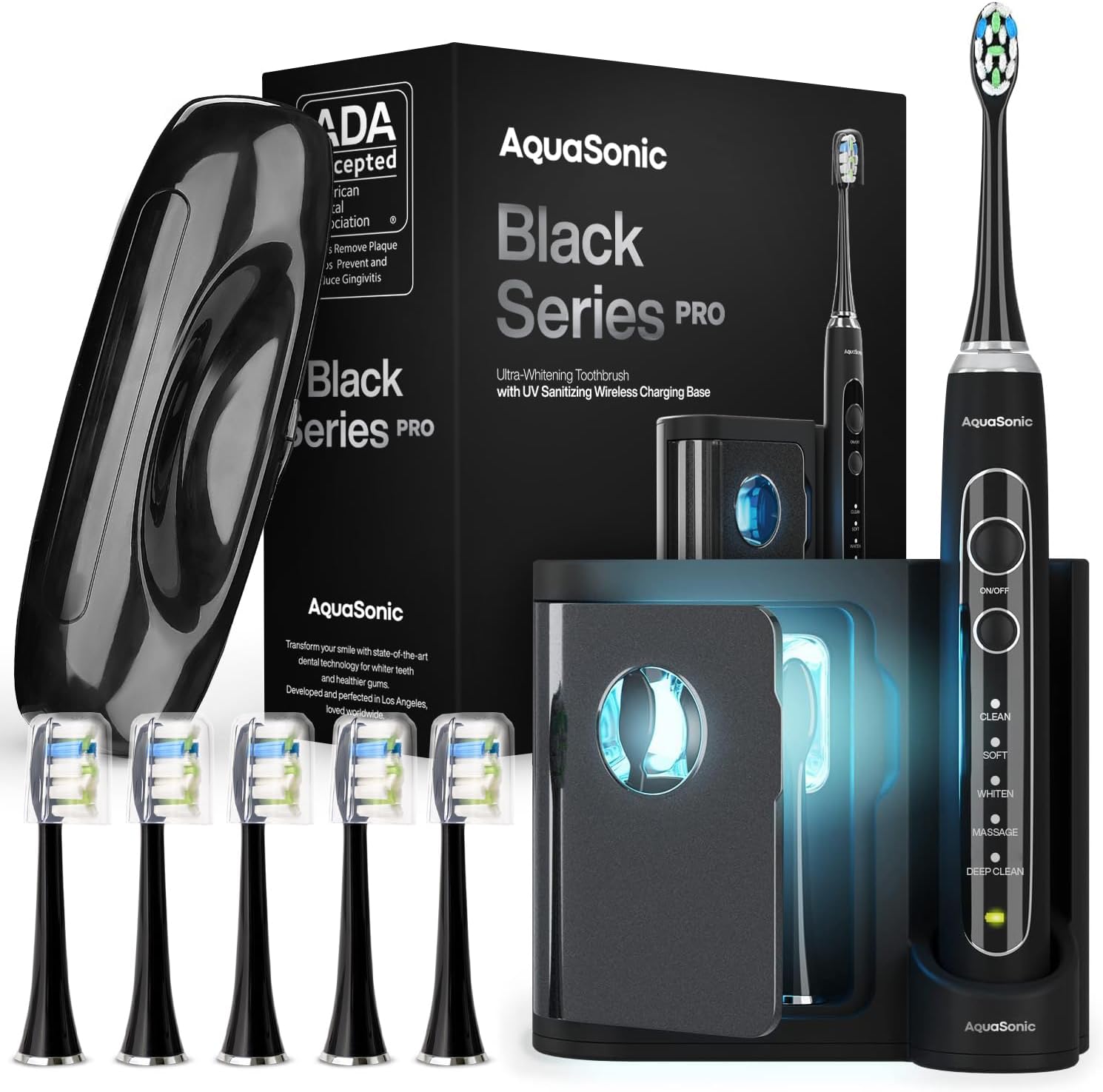 Detalle de Aquasonic Black Series PRO UV Electric Toothbrush: A practical take on premium whitening and cleanliness