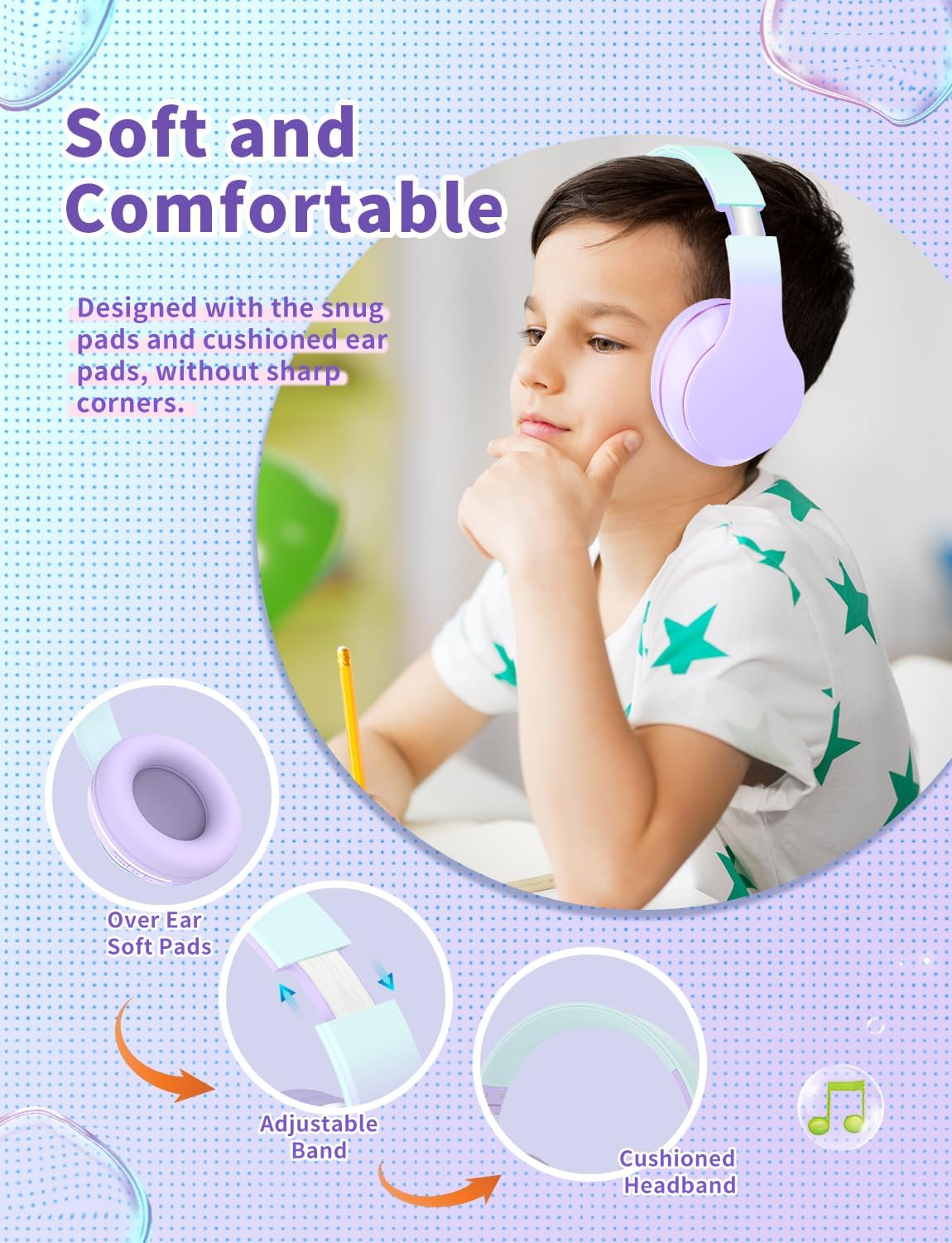 Thumbnail 2 de Xunpuls Cuffie Bluetooth per bambini: over‑ear, comode, pieghevoli e versatili