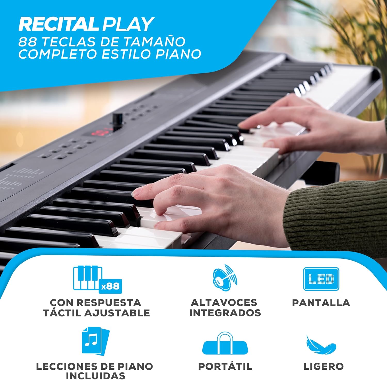 Detalle 2 de Alesis Teclado Piano 88 Teclas con Sonidos y Accesorios 🎹