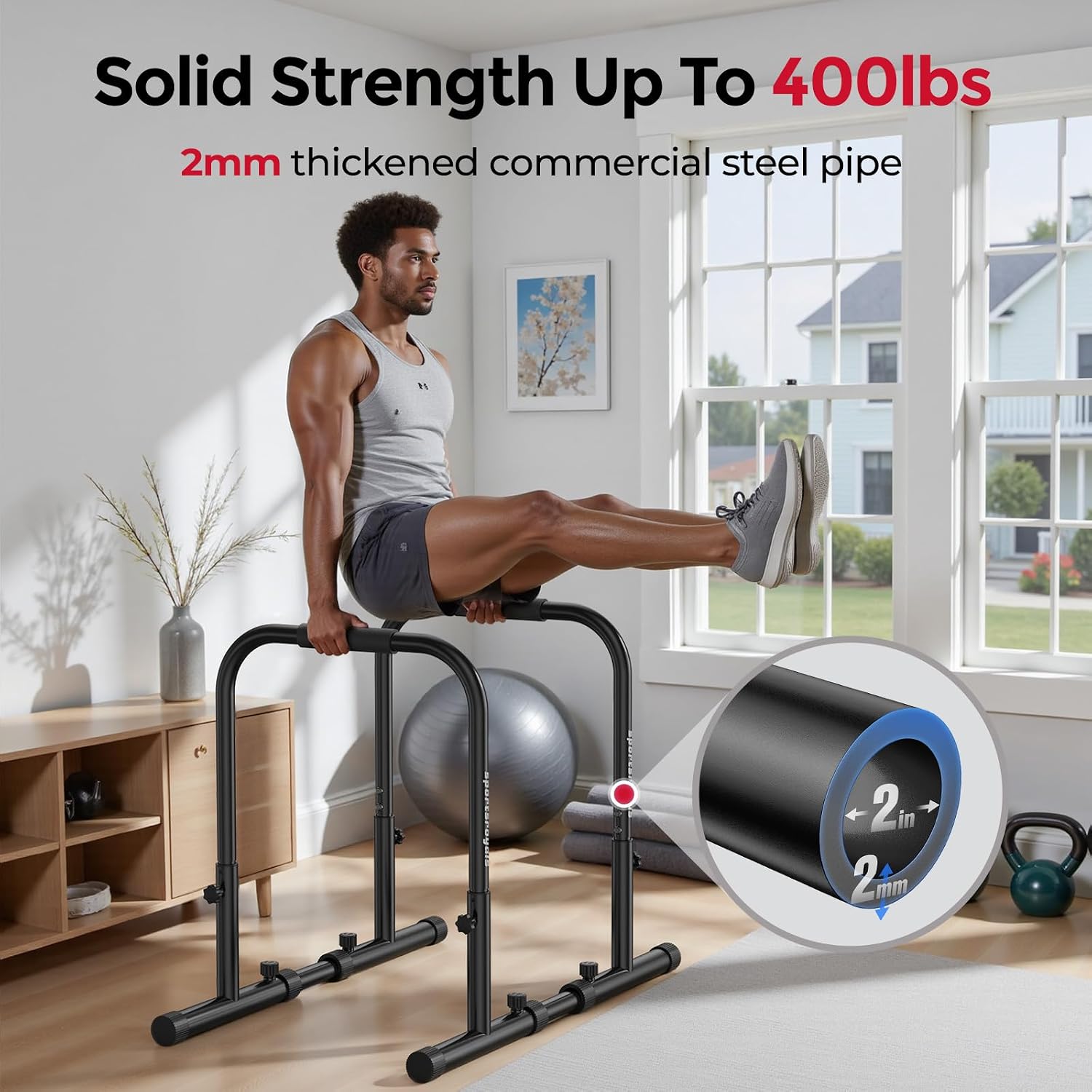 Detalle de Sportsroyals Adjustable Dip Bar Station 400 lbs ๐ช๐ป