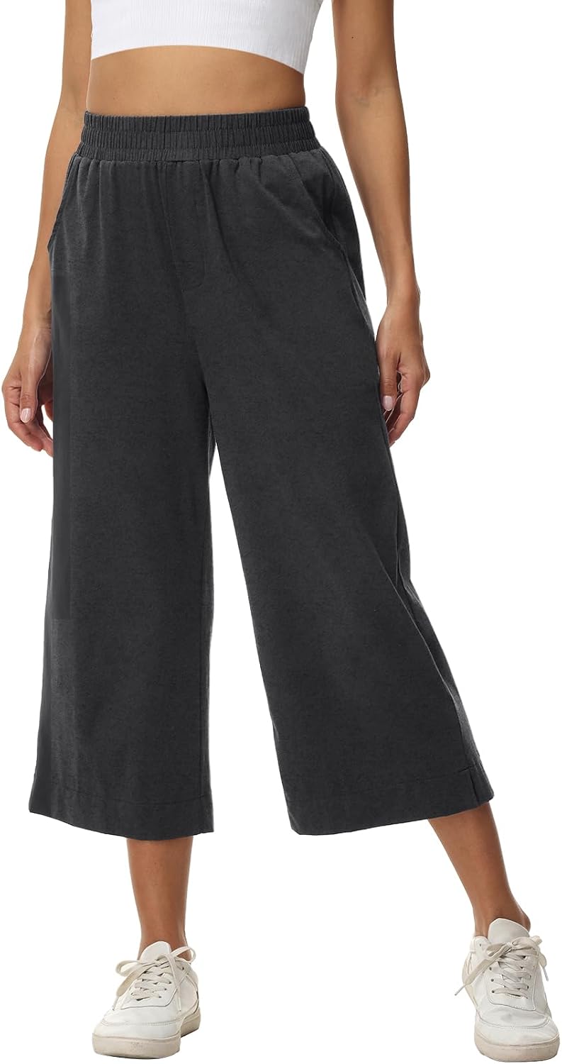 Thumbnail 6 de HMIYA Damen 3/4 Baumwolle Culotte Hose – Sommer, Weite Beine, Taschen, elastischer Bund