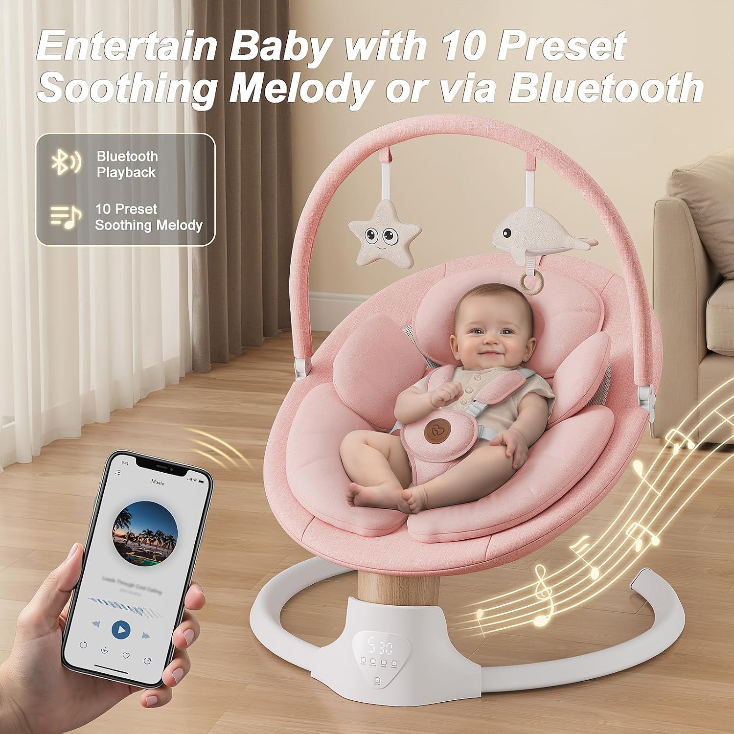 Thumbnail 3 de FasonBaby Electric Baby Swing for Infants, 5 Speeds, Bluetooth and Remote