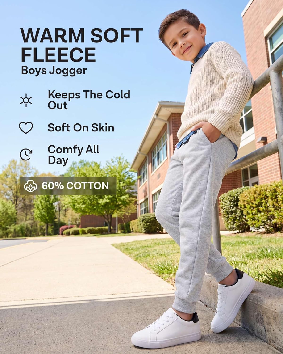 Detalle 2 de Boys' Fleece Joggers, 3-Pack