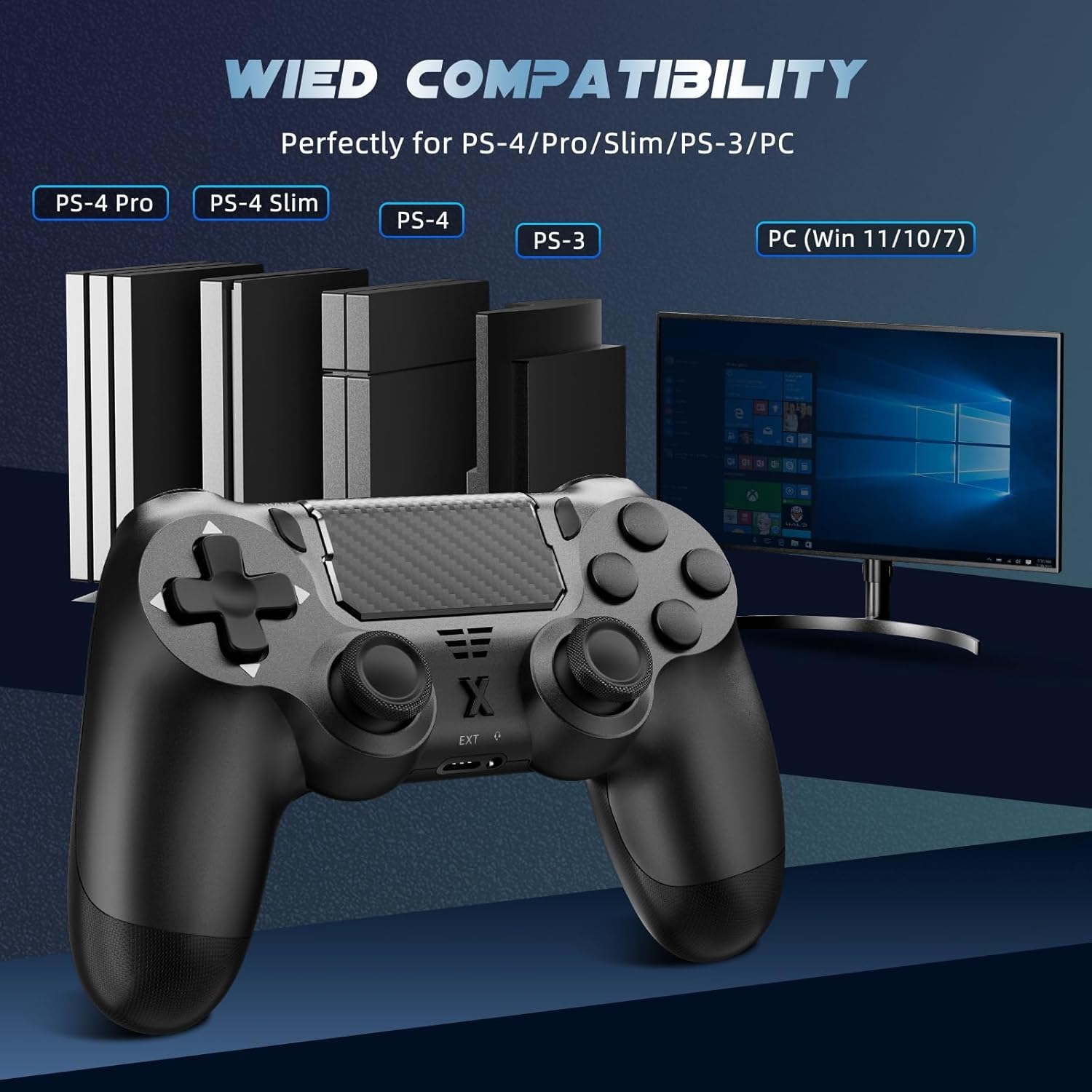 Detalle de Glitfix Wireless Controller für PS-4 – 2er-Set Schwarz/Weiß
