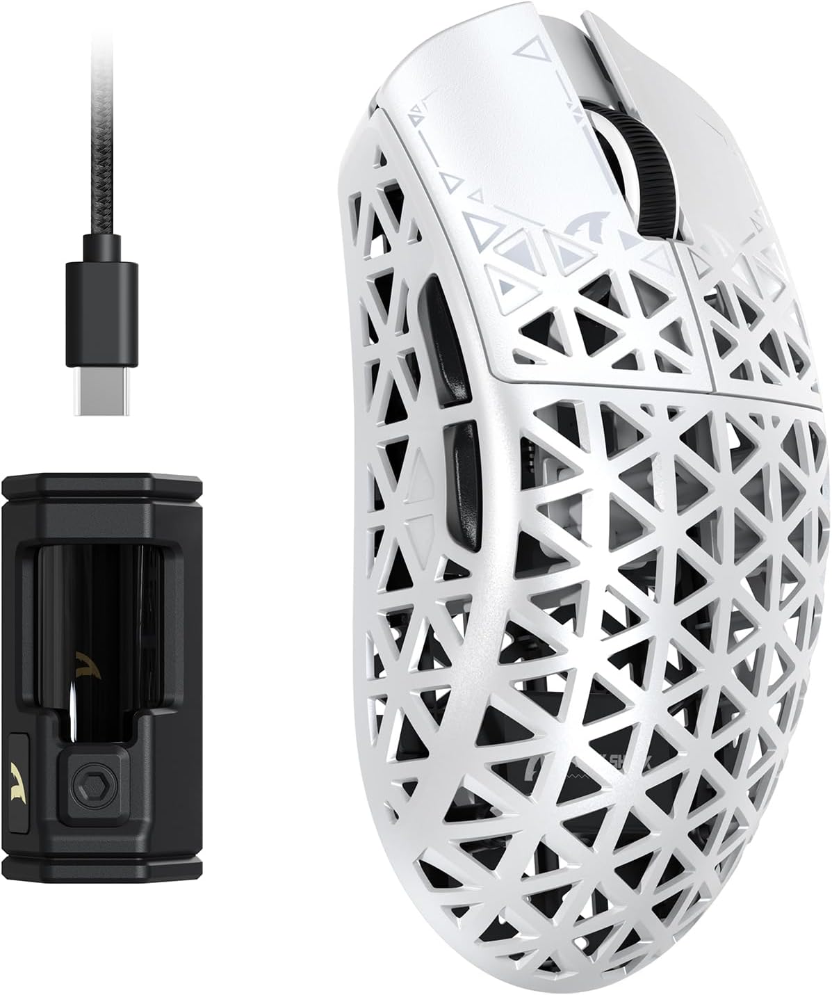 Detalle de ATTACK SHARK R5 Ultra: Mouse da gioco wireless in fibra di carbonio da 39 g con PAW3950MAX