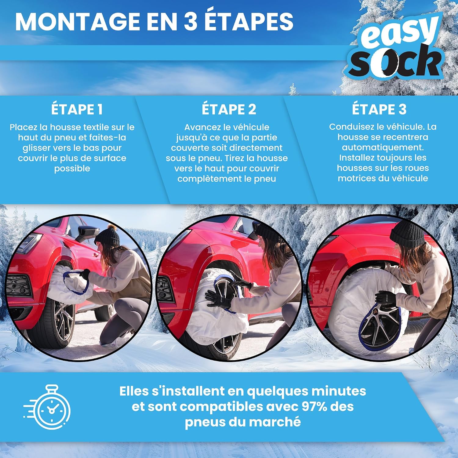 Thumbnail 3 de Easysock EASYSOCKS.L Chaîne Neige Textile, Taille L