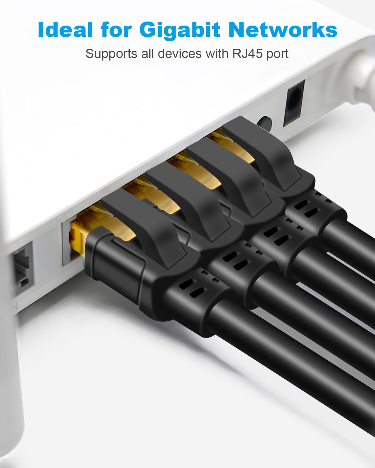 Detalle 2 de DDMALL CAT8 Ethernet Cable 5 m (F/FTP, 40 Gbps/2000 MHz) with Gold-Plated RJ45 Connector