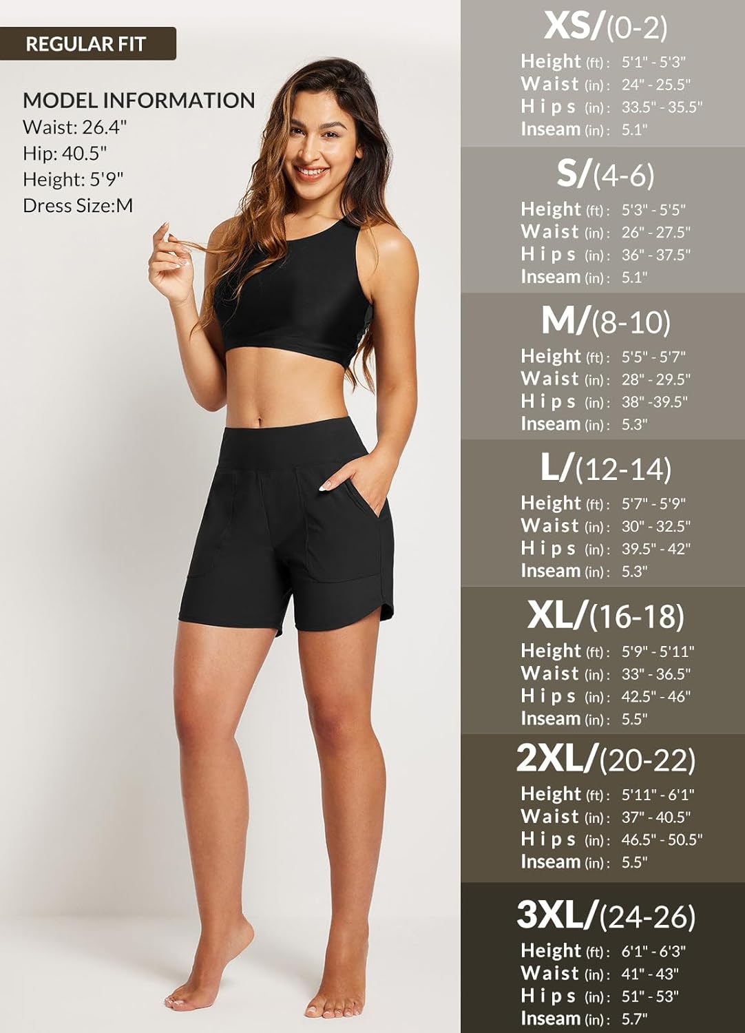 Detalle 2 de baleaf Swim Shorts Women 5" High Waisted With Tummy Control and UPF 50+