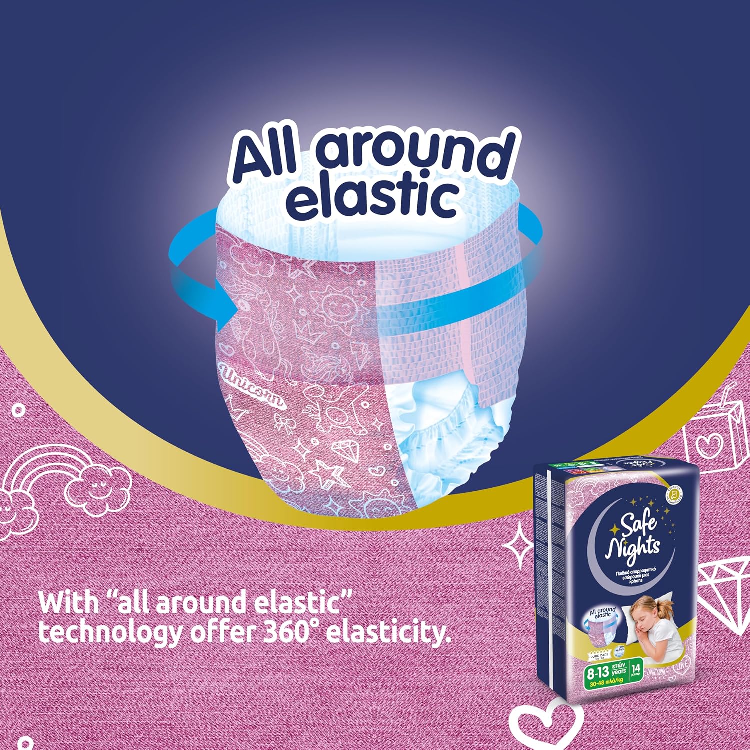 Thumbnail 1 de Babylino Safe Nights Girl – majtki na noc, rozmiar L, 30–50 kg, 84 sztuki