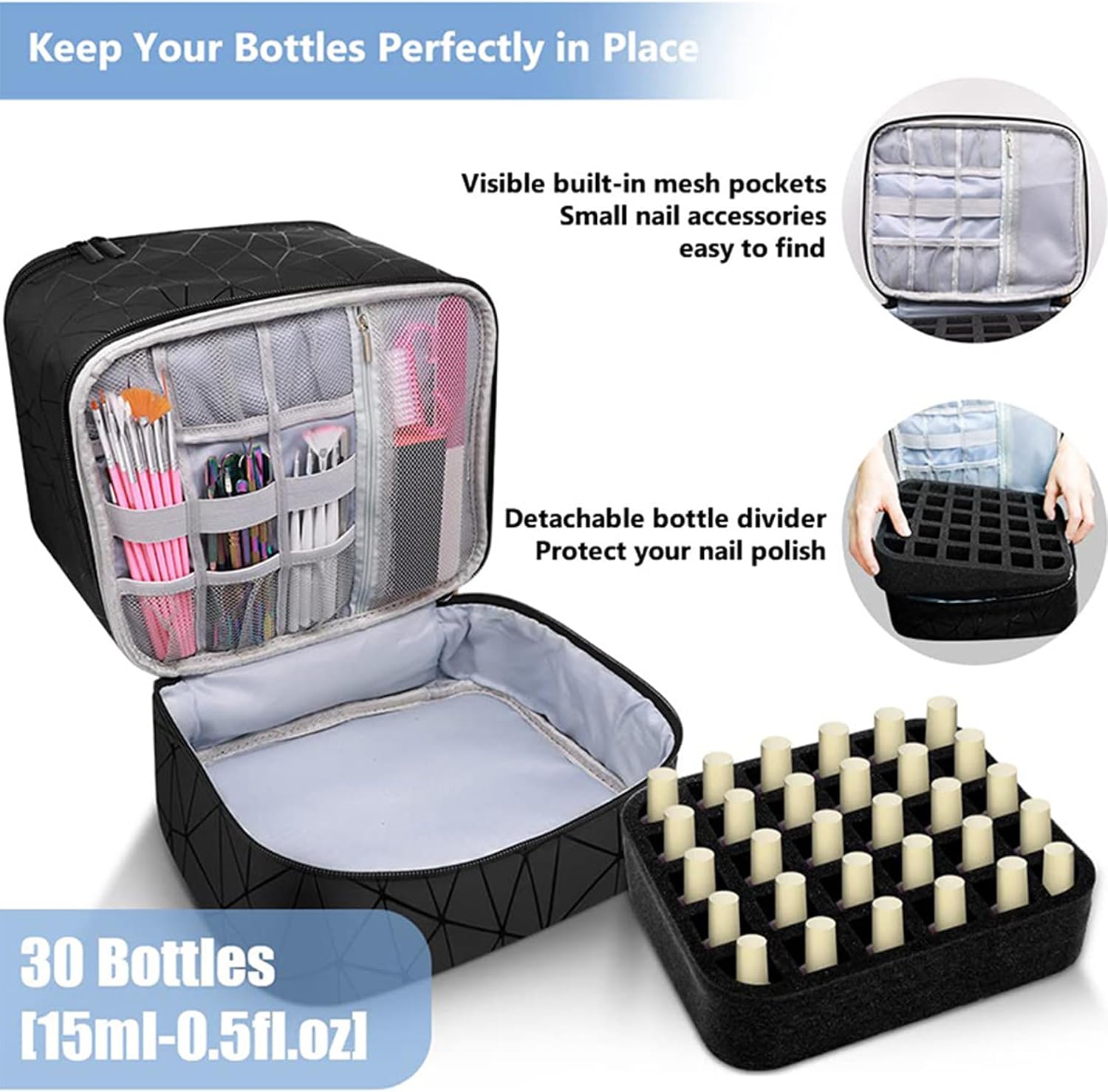 Thumbnail 2 de BYLife Pink Large Nail Polish & Makeup Organizer Bag
