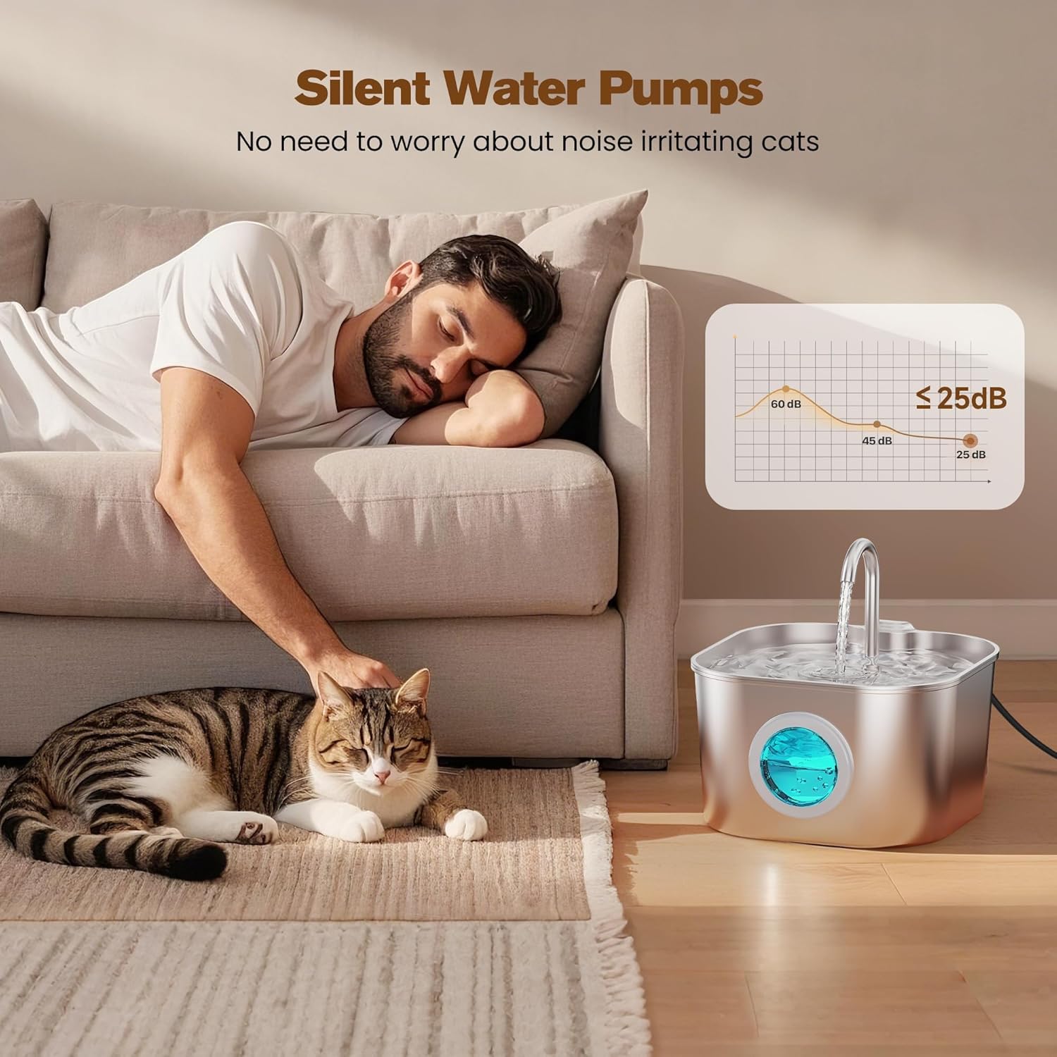 Thumbnail 4 de Cat Water Fountain Stainless Steel 74oz