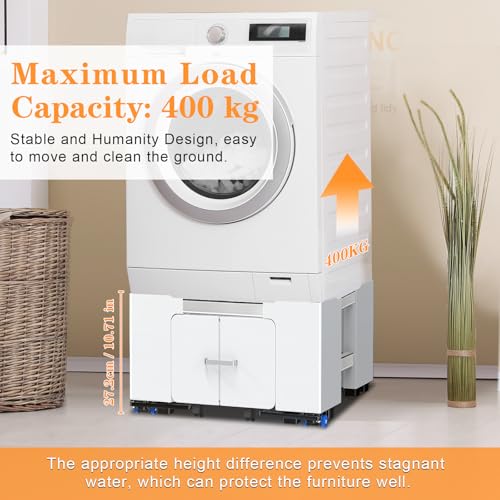 Thumbnail 6 de NIUXX Soporte universal para lavadora con cajón y ruedas, antivibración ajustable 42-69 cm y freno (hasta 400 kg)