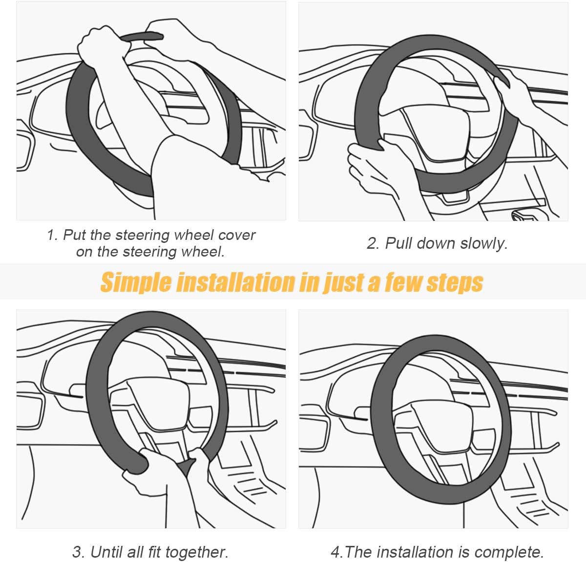 Detalle de Moly Magnolia Car Steering Wheel Cover, 15-Inch