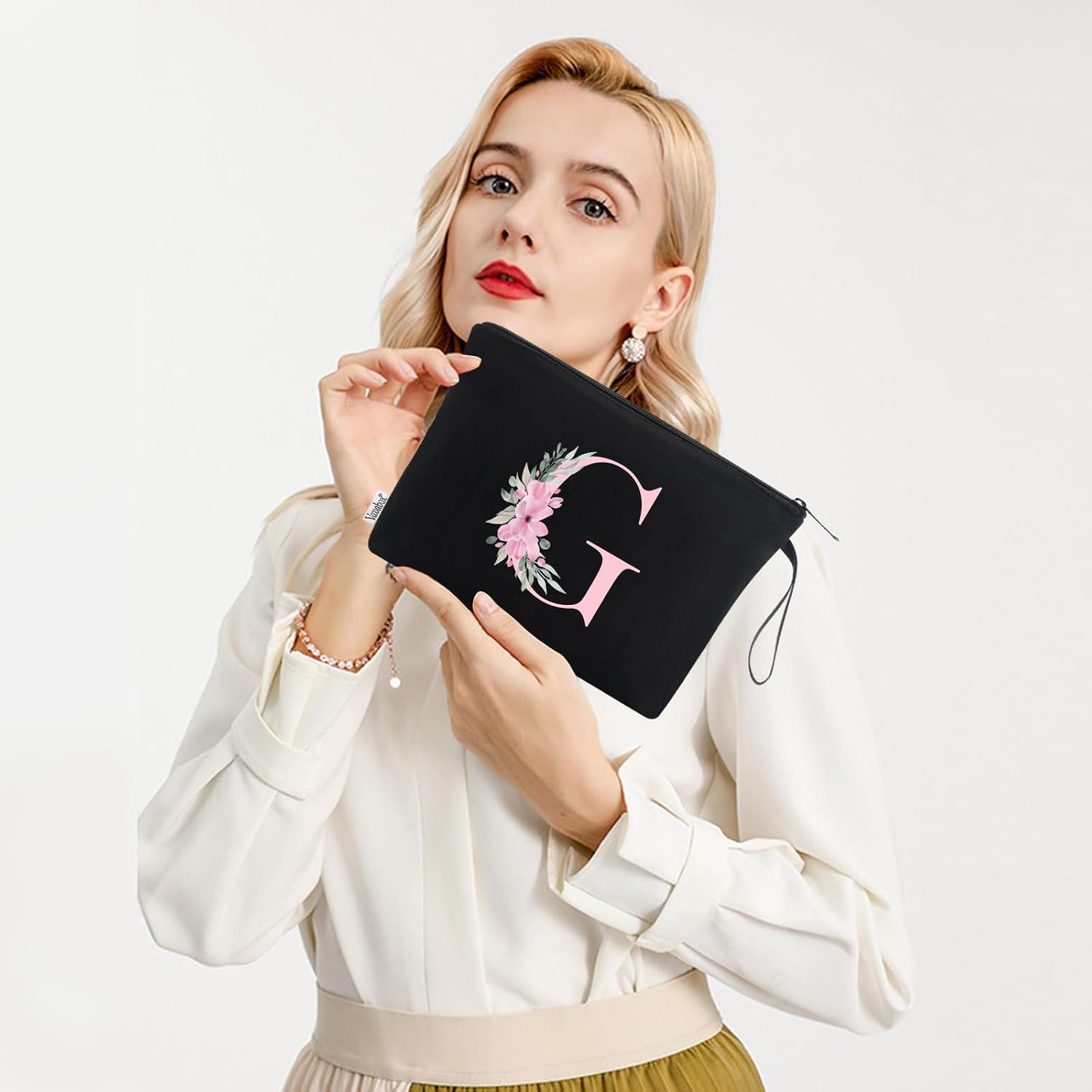 Detalle 2 de Vavabox beauty case personalizzato con iniziali dalla A alla Z (G, 01-Nero)