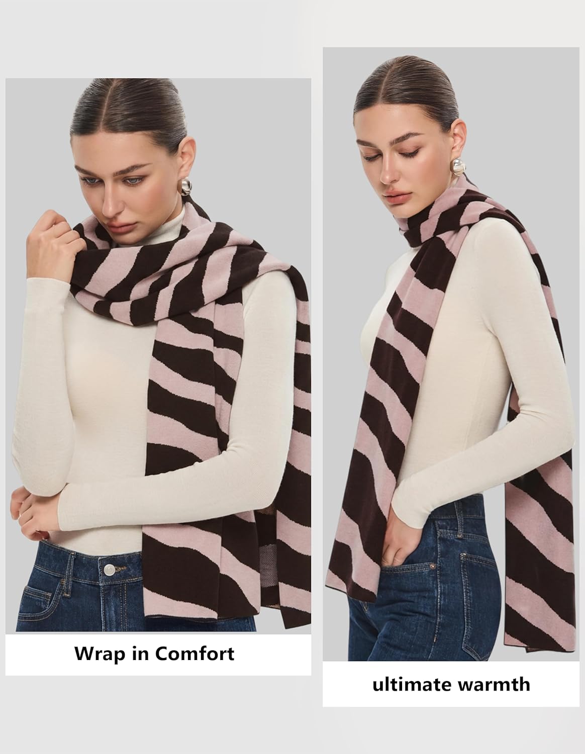 Thumbnail 4 de PULI Women's Pashmina Shawl Wraps: Large Wave Knit Wrap for Evening, Weddings, and Winter Warmth