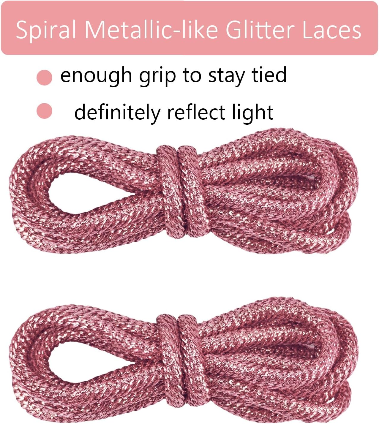 Thumbnail 1 de Lacesgian 4.5mm Round Glitter Gold Shoe Laces – Sparkling Metallic Silver Options for Sneakers & Boots
