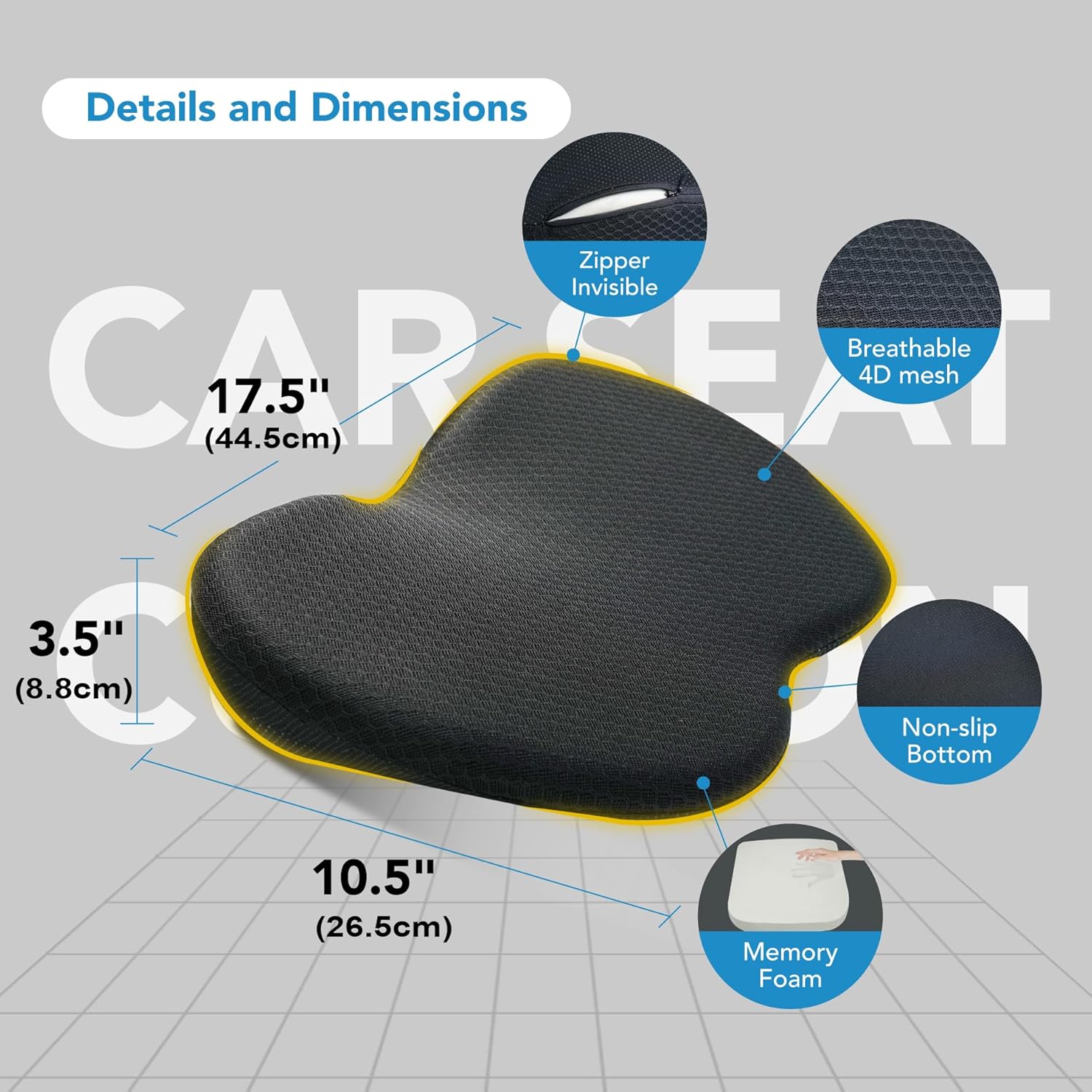 Thumbnail 6 de kingphenix Wedge Car Seat Cushion 1 Memory Foam