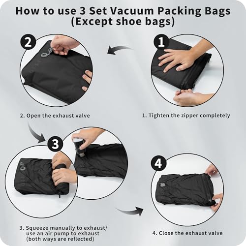 Detalle de EULANT Bolsas de compresión para equipaje: 3 bolsas al vacío impermeables + bolsa para zapatos