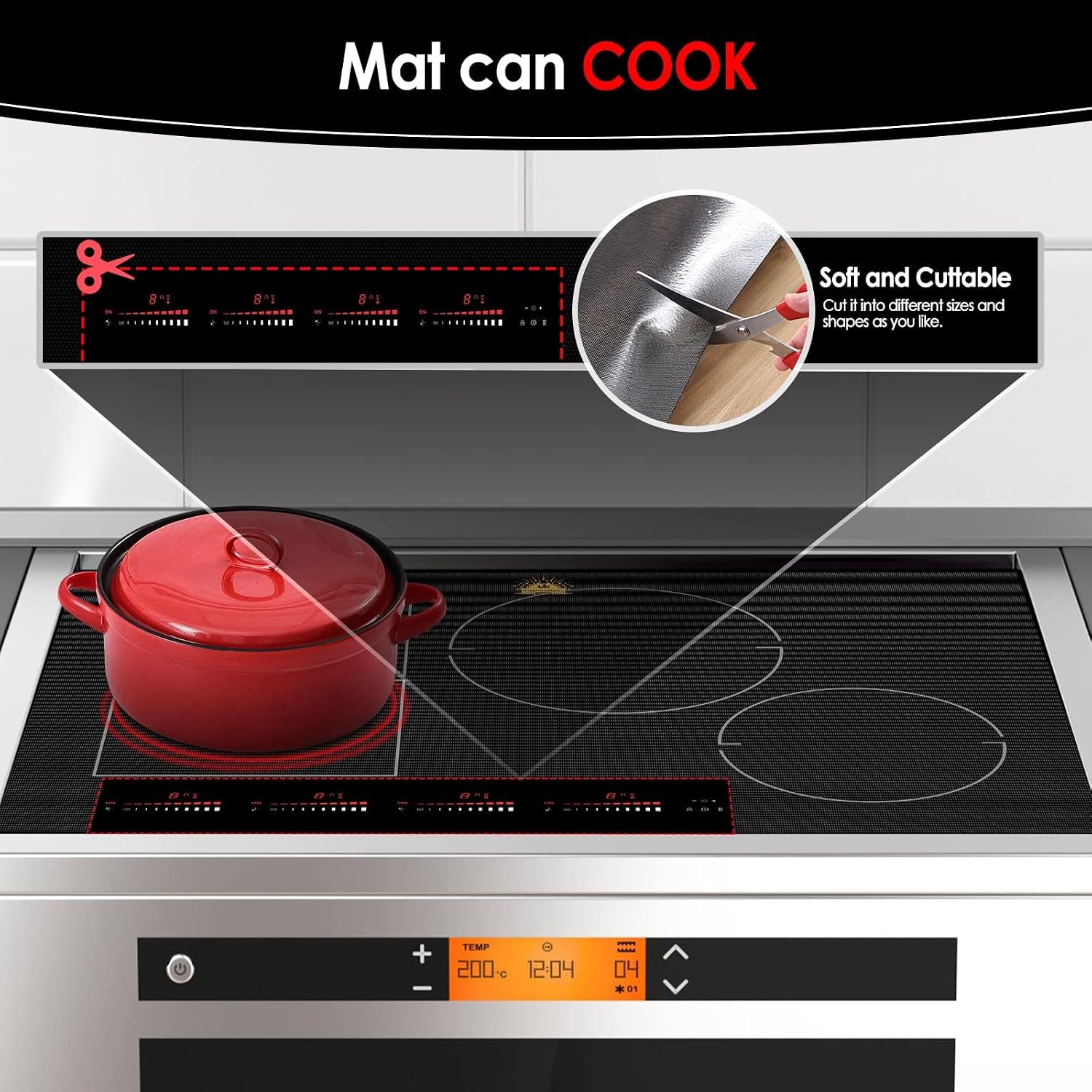 Detalle de KR KITCHENRAKU TSMGTS5 Induction Cooktop Mat, 20.4 x 30.7-Inch Silicone