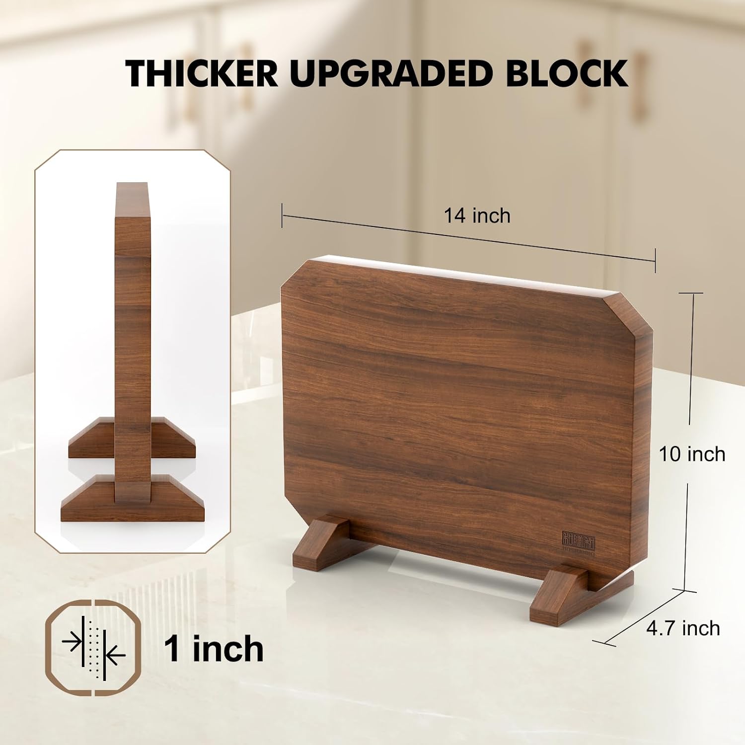Detalle de HOSHANHO Magnetic Knife Block, Acacia Wood