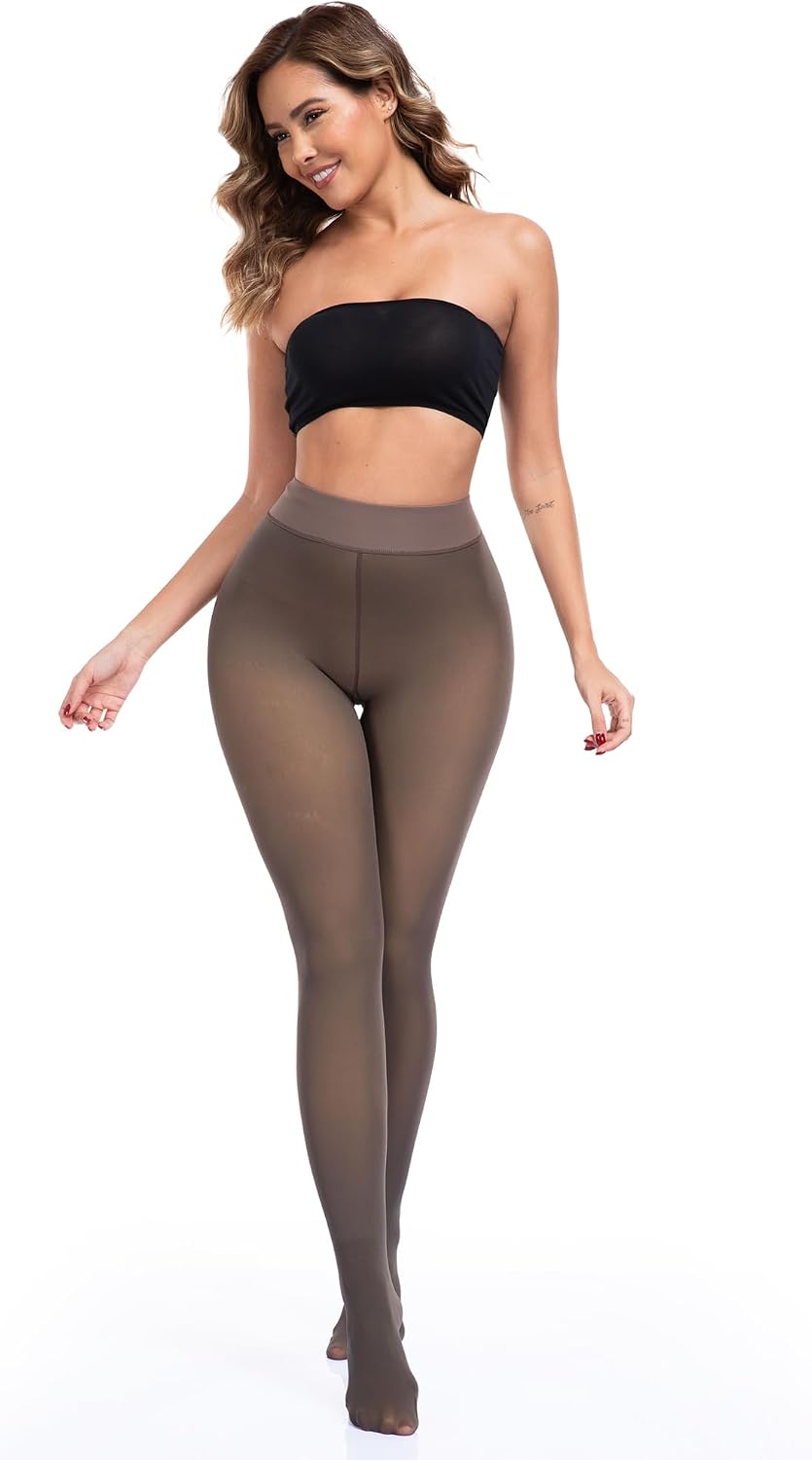 Detalle 1 de ATHVOTAR Fleece-Lined Winter Tights for Women, High-Waist Thermal Pantyhose