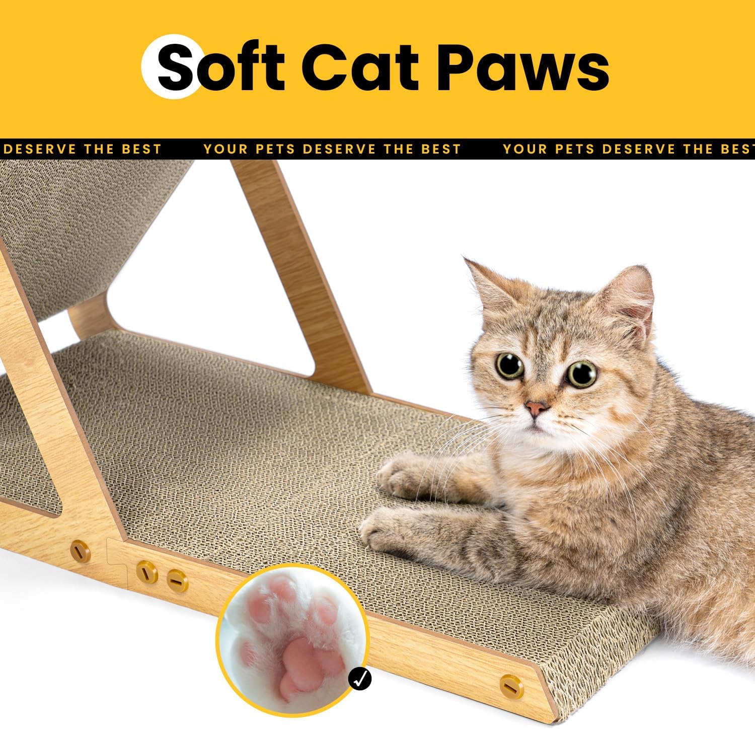 Detalle de Conlun A-Frame Cat Scratching Board (Dual-Sided Vertical/Horizontal Scratcher) for Indoor Kittens