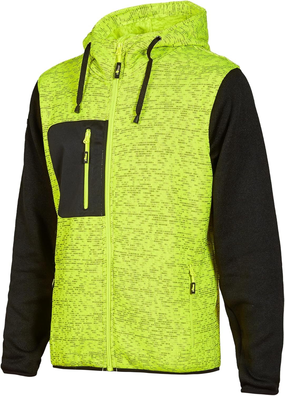 Detalle de U-Power Don't Worry... Be Happy! Felpa Full-zip con cappuccio in pile Rainbow Black/Fucsia – Uomo