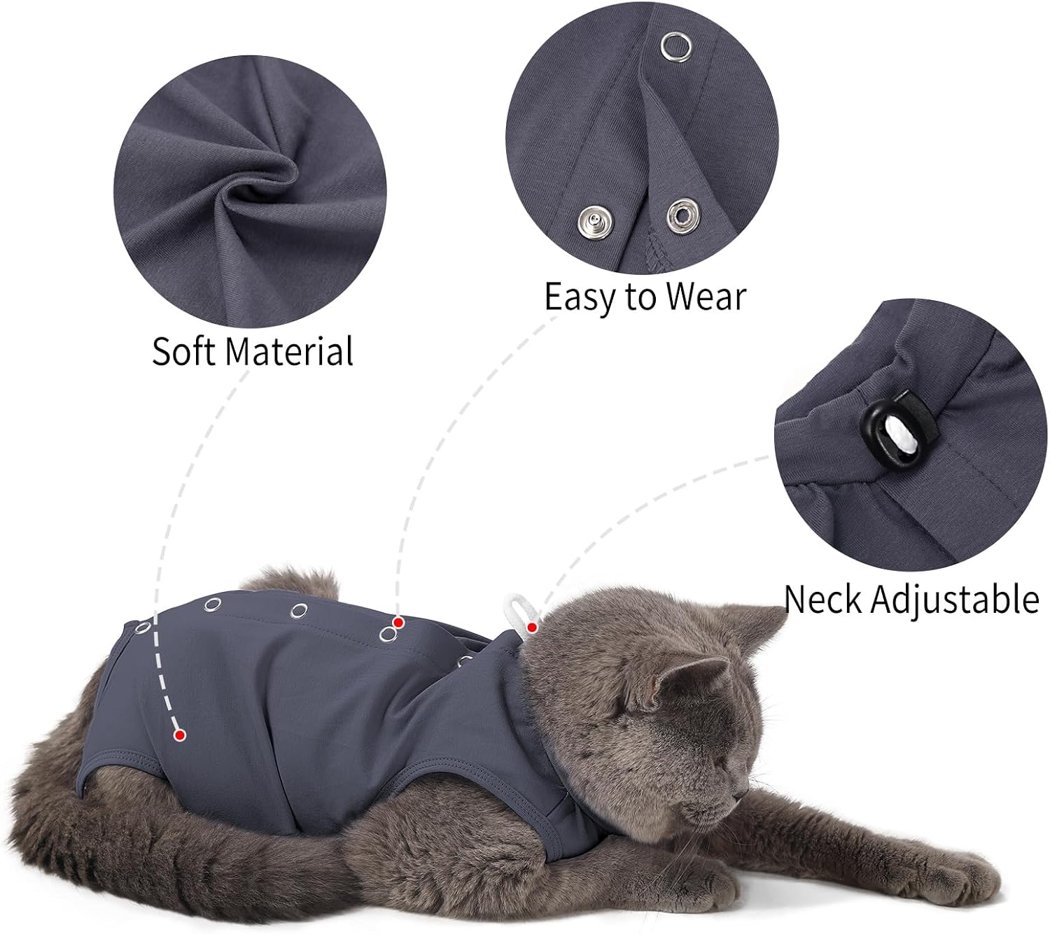 Detalle de Dotoner Katzenbody nach OP – Katzenbody mit Druckknöpfen, drei Größen