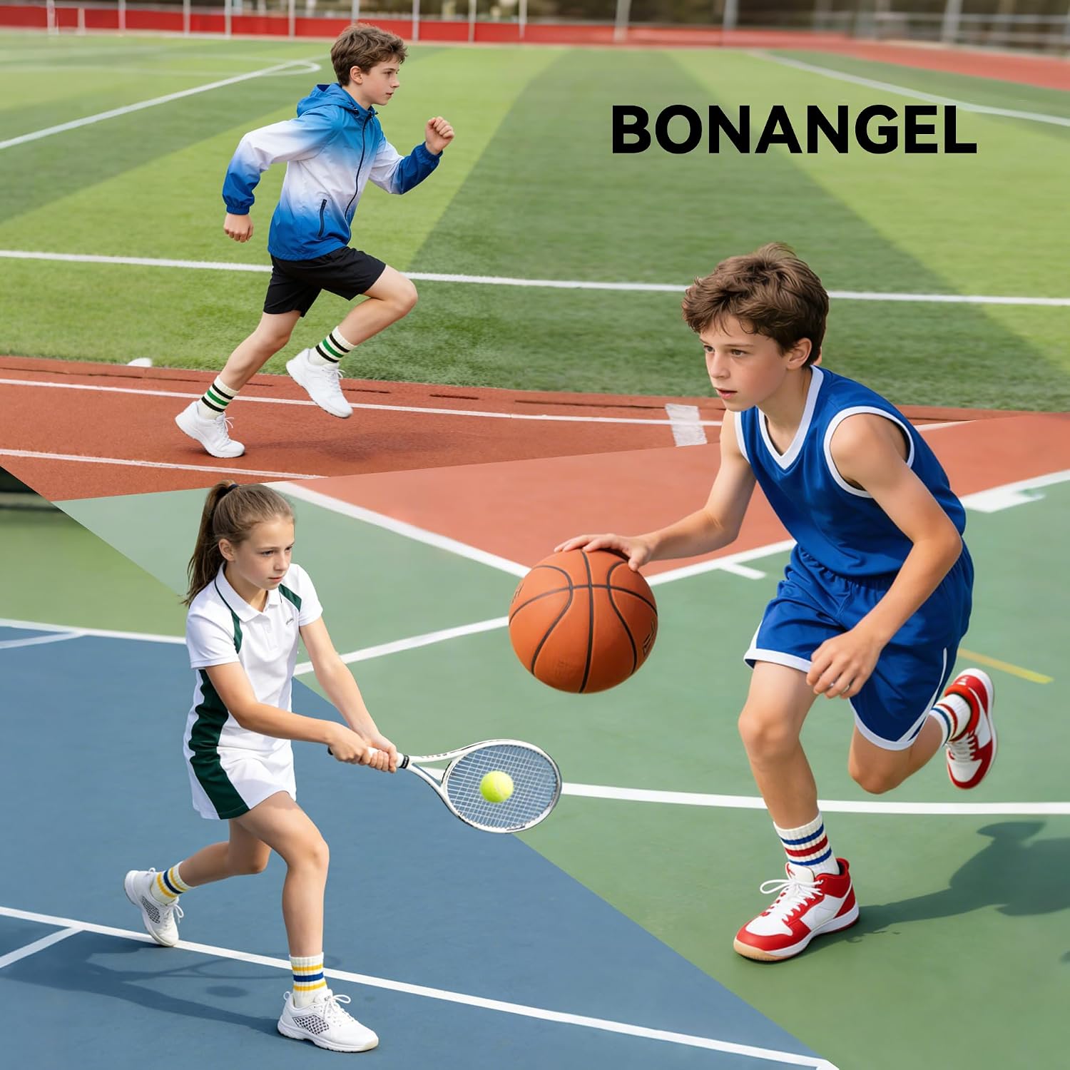 Detalle de BONANGEL tennisstrumpor för barn i bomull, 6 par, storlek 31–34 och 35–38