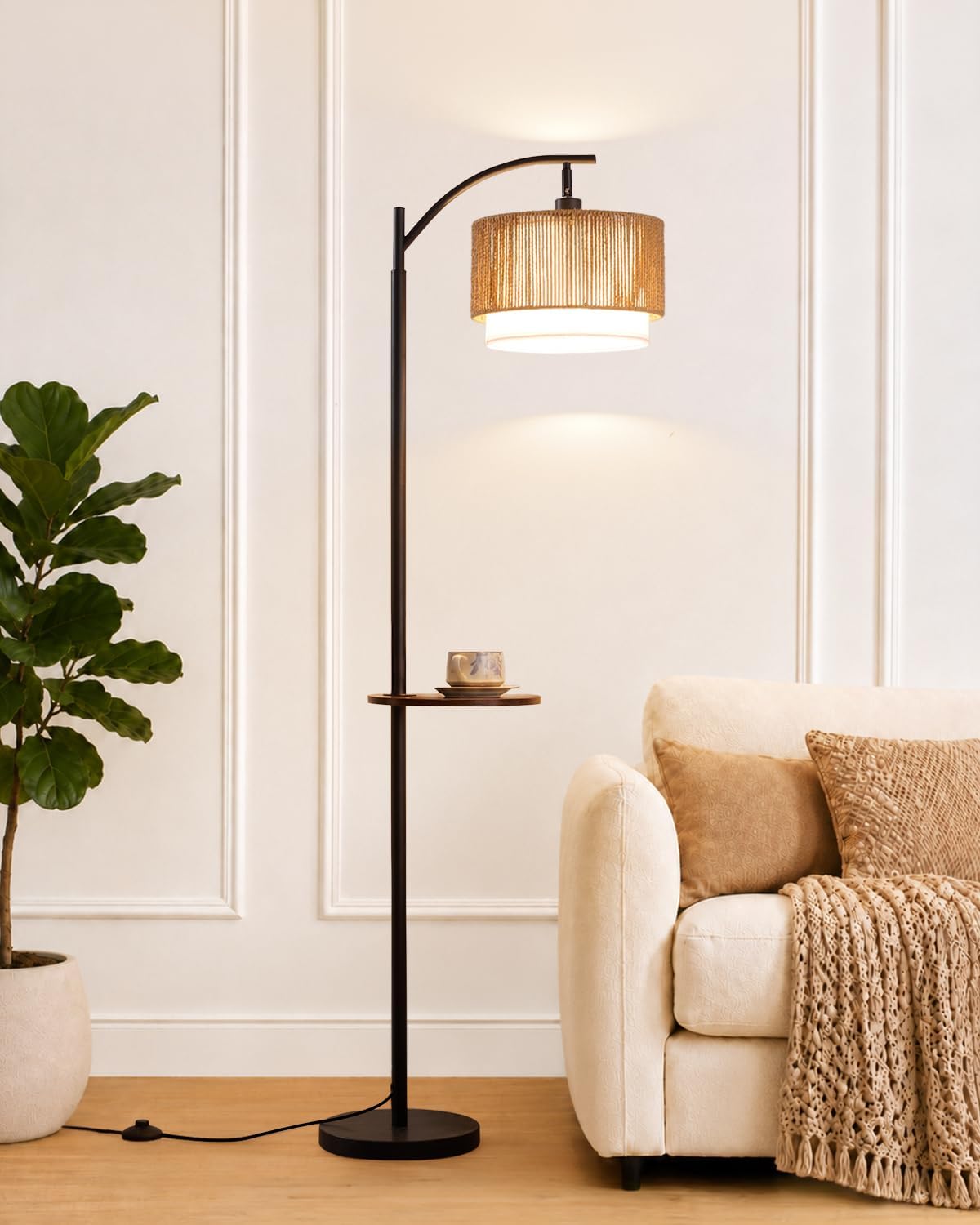 Detalle de PESRAE Floor Lamp with Rattan Shade