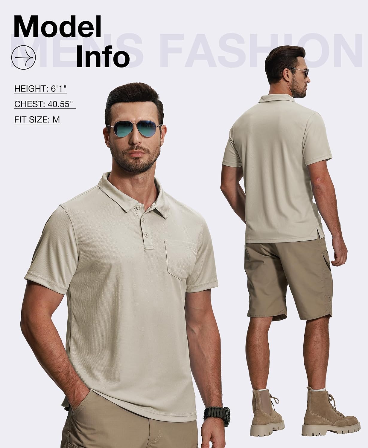 Thumbnail 2 de ZITY 5-Pack Polo Shirts with Pocket: Quick-Dry, Short Sleeve Men’s Polo