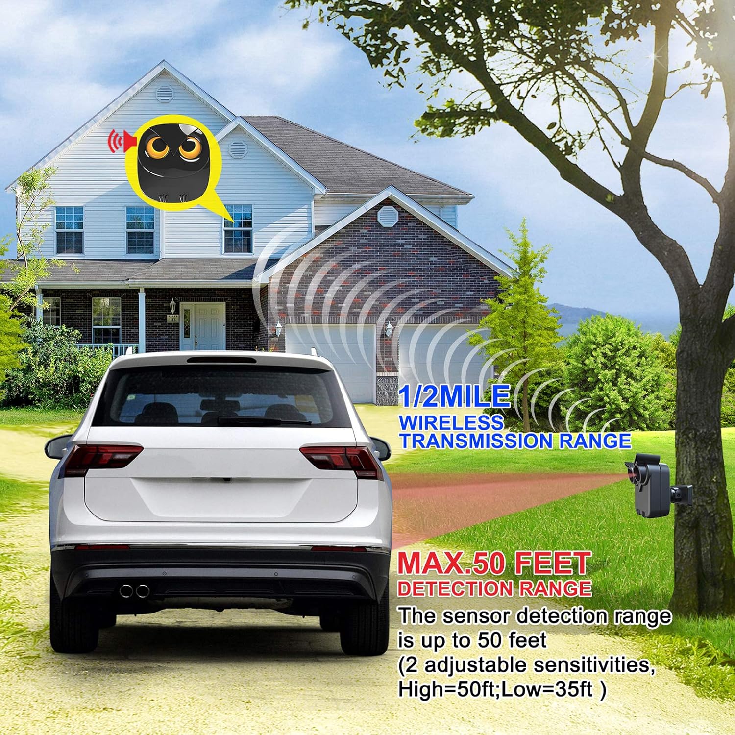 Thumbnail 1 de Driveway Alarm – 1/2 Mile Long Range Wireless Motion Sensor & Receiver (DIY Security Alert System)