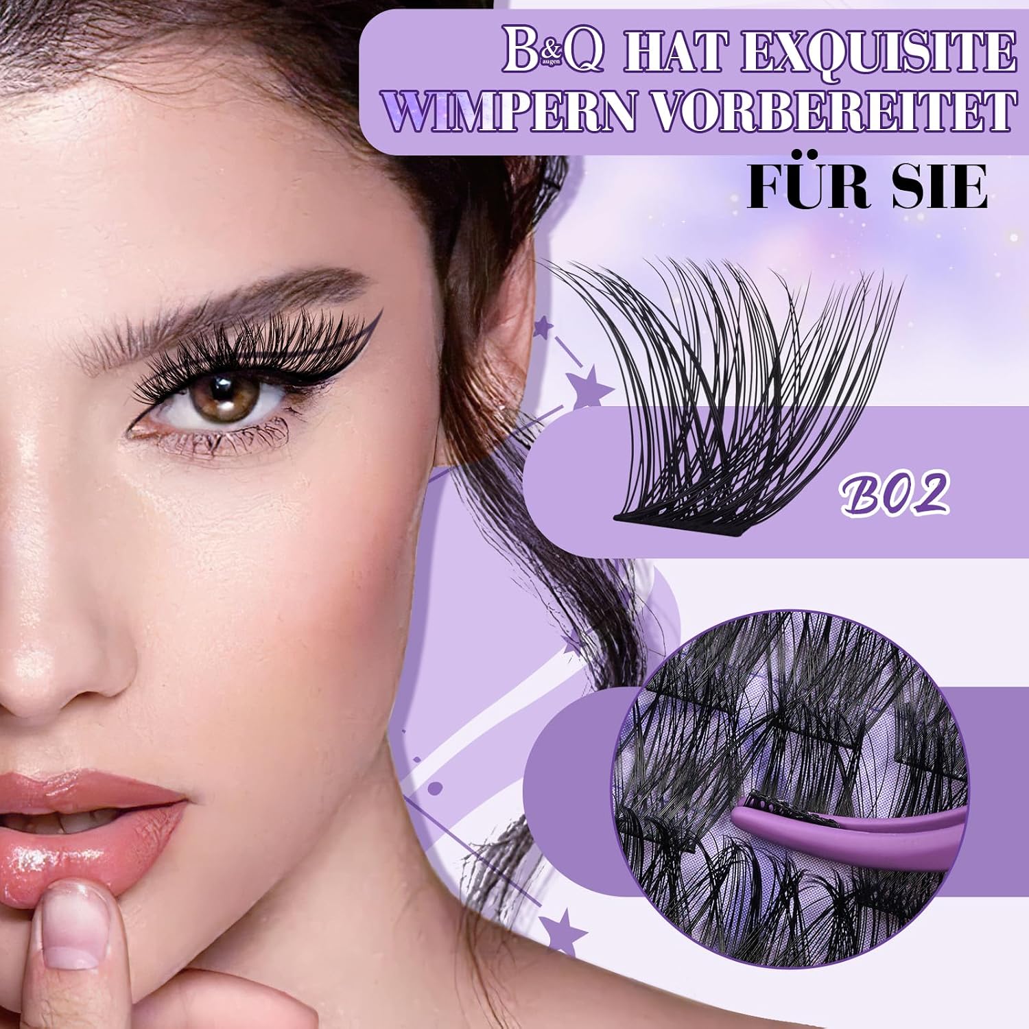 Detalle 2 de B&Q Lash Extension Set B02 Wimpern 156 Stück